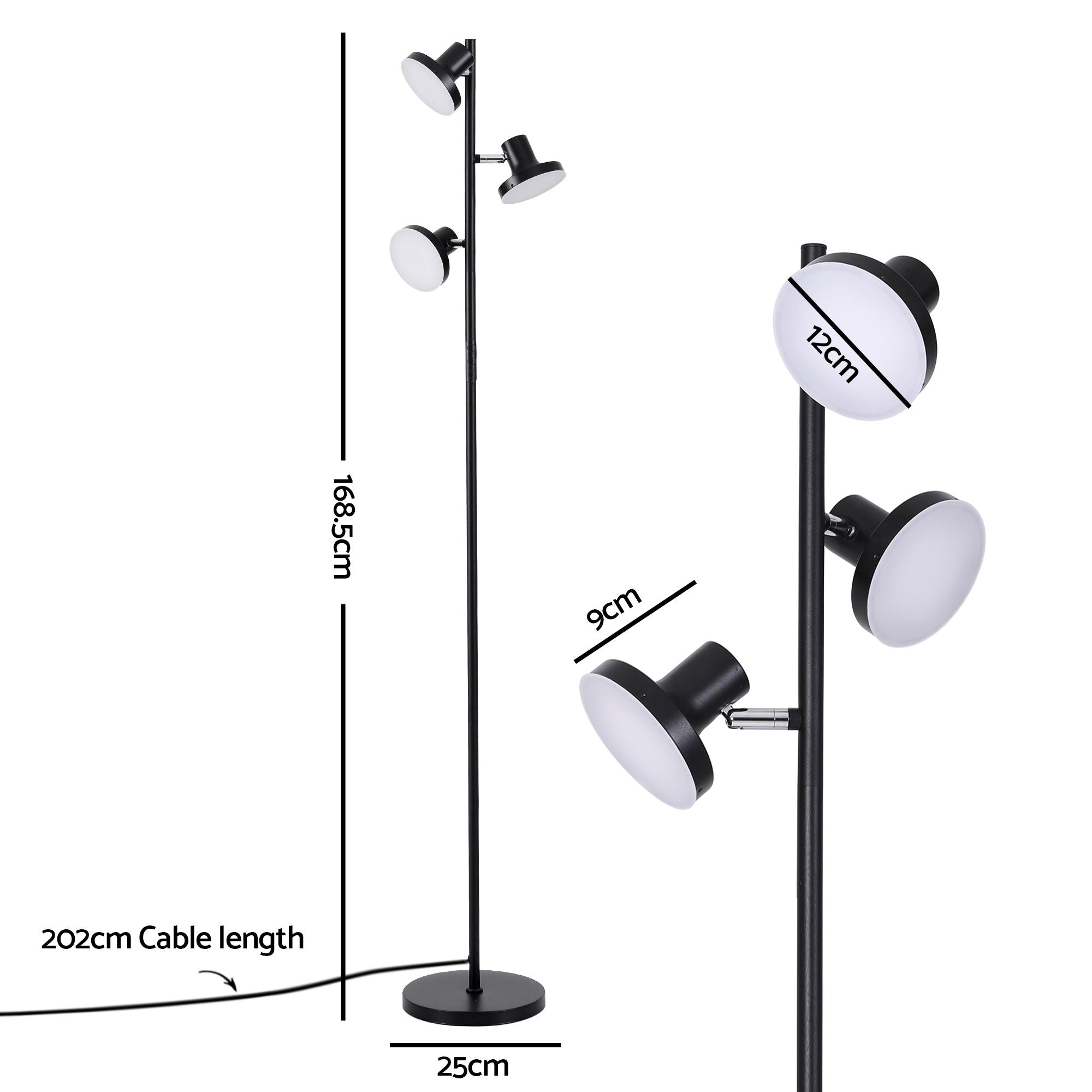 Artiss RGB Floor Lamp LED with 3 Swivel Lights Color Changing Lamp with Remote Stepless Dimmable Bedworld