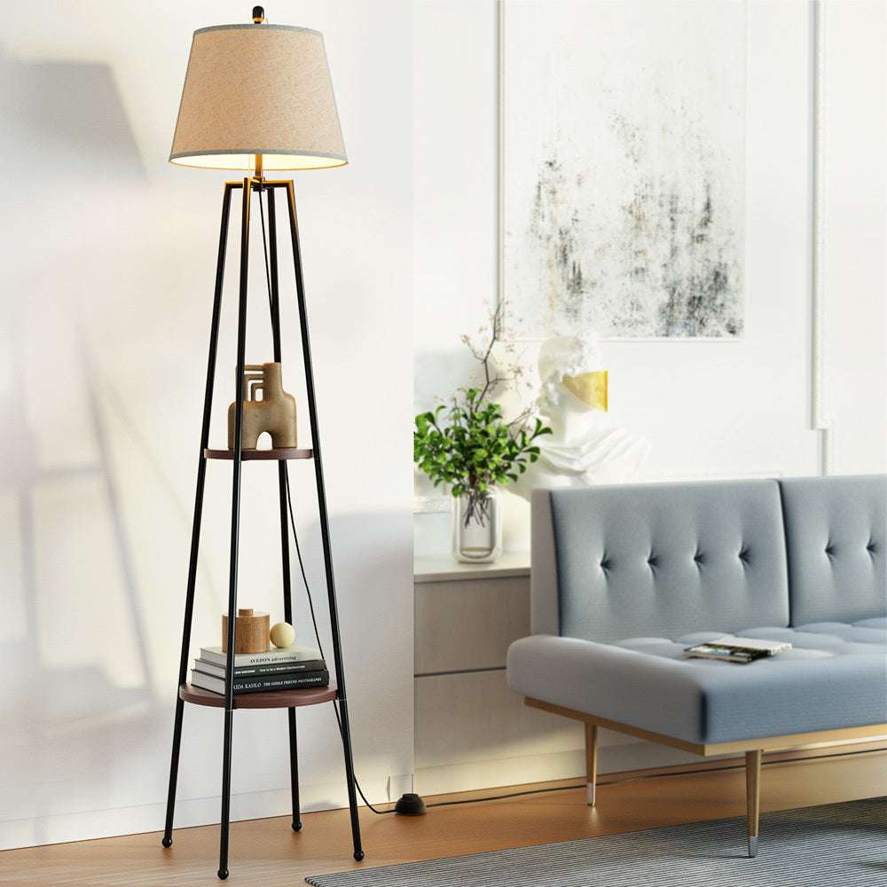 Artiss Floor Lamp 2 Tier Shelf Storage LED Light Stand Home Living Room Upright