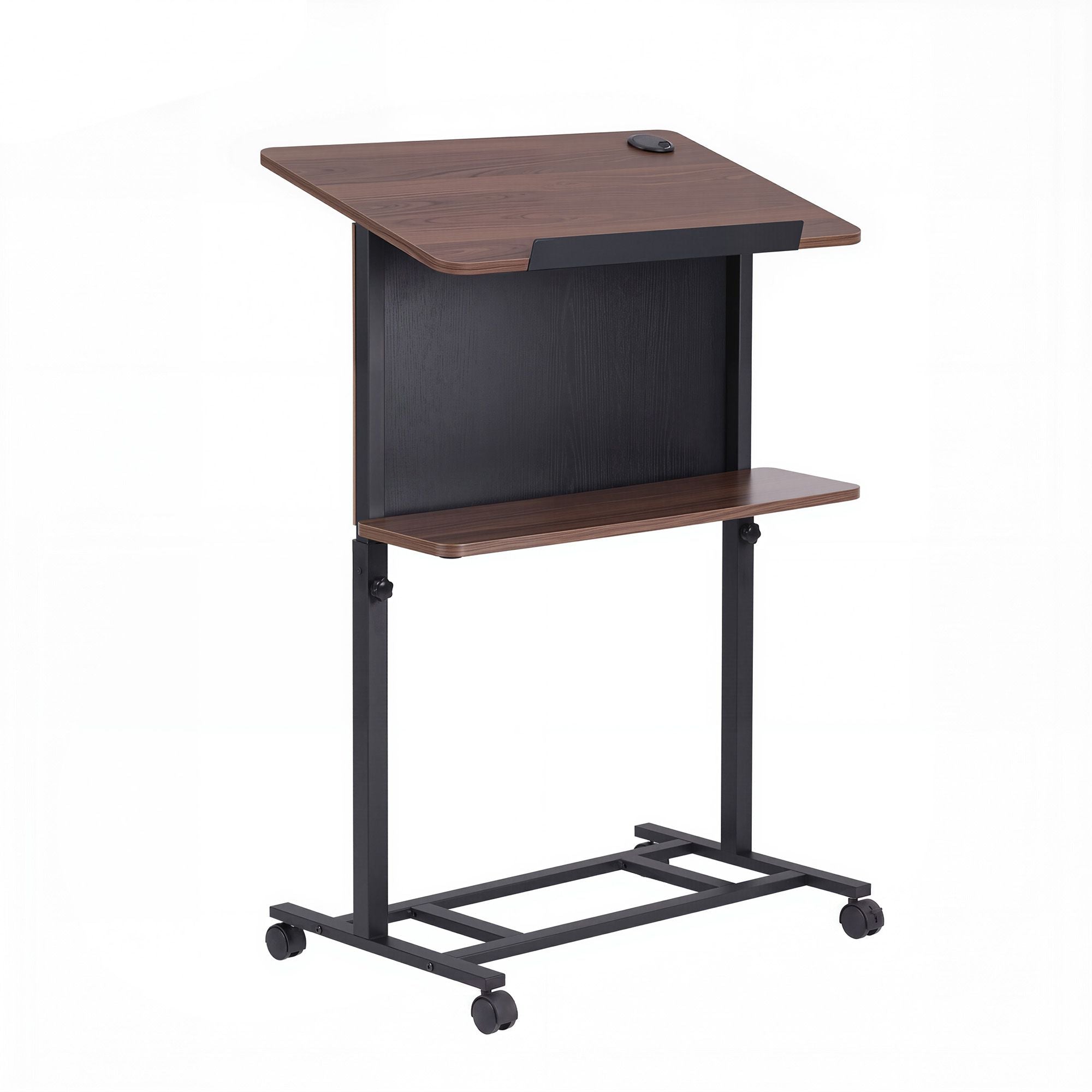 Artiss Mobile Lectern Podium Stand with Storage Shelf Height Adjustable Laptop Desk Black & Walnut Bedworld