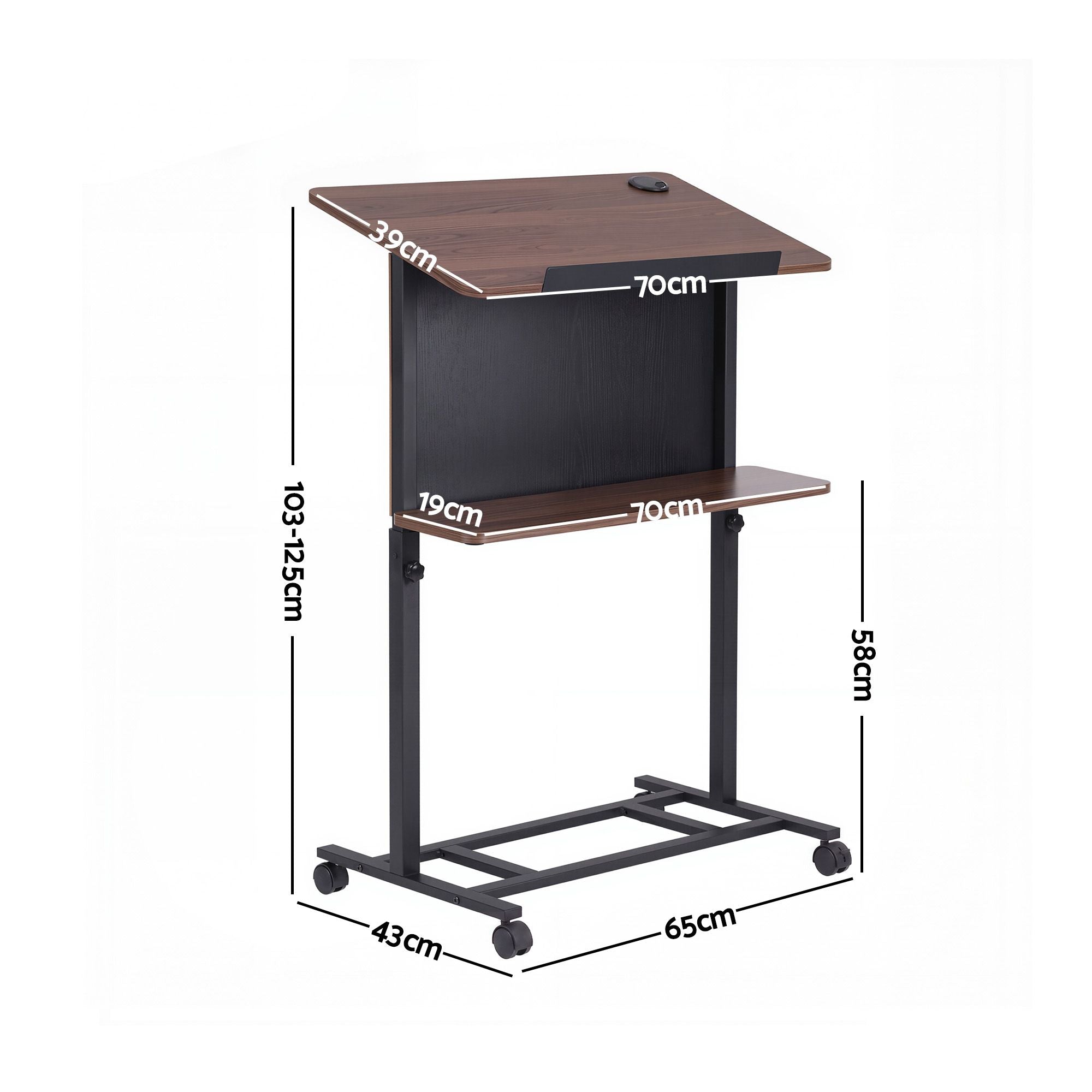 Artiss Mobile Lectern Podium Stand with Storage Shelf Height Adjustable Laptop Desk Black & Walnut Bedworld