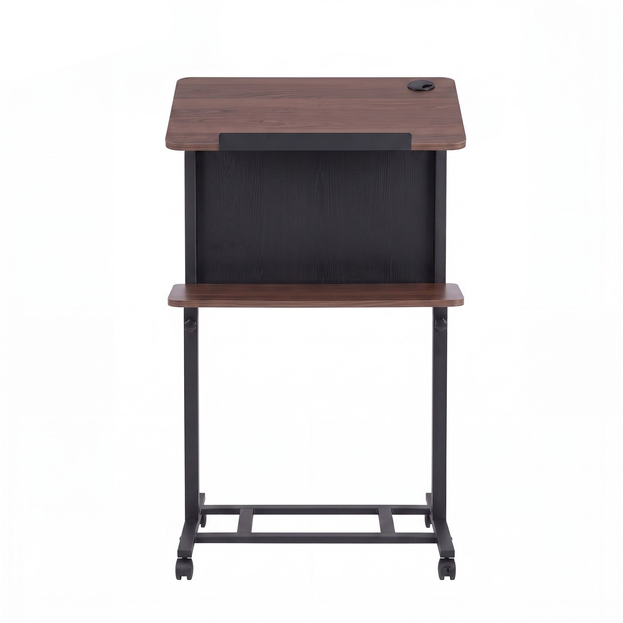 Artiss Mobile Lectern Podium Stand with Storage Shelf Height Adjustable Laptop Desk Black & Walnut Bedworld