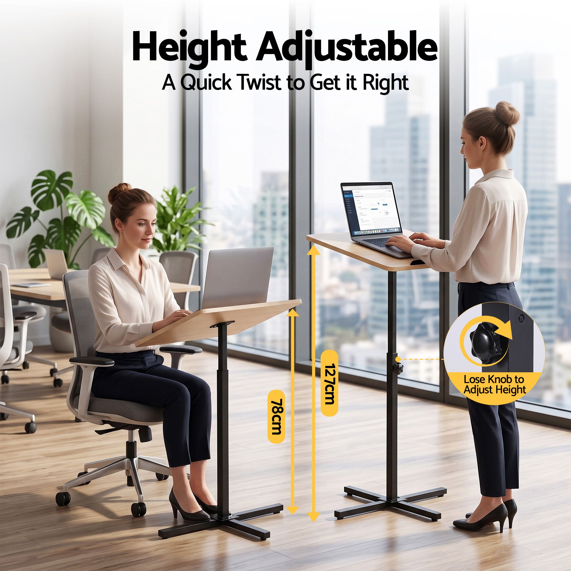 Artiss Floor Podium Stand 78-127CM Height Adjustable Portable Laptop Desk Bedworld