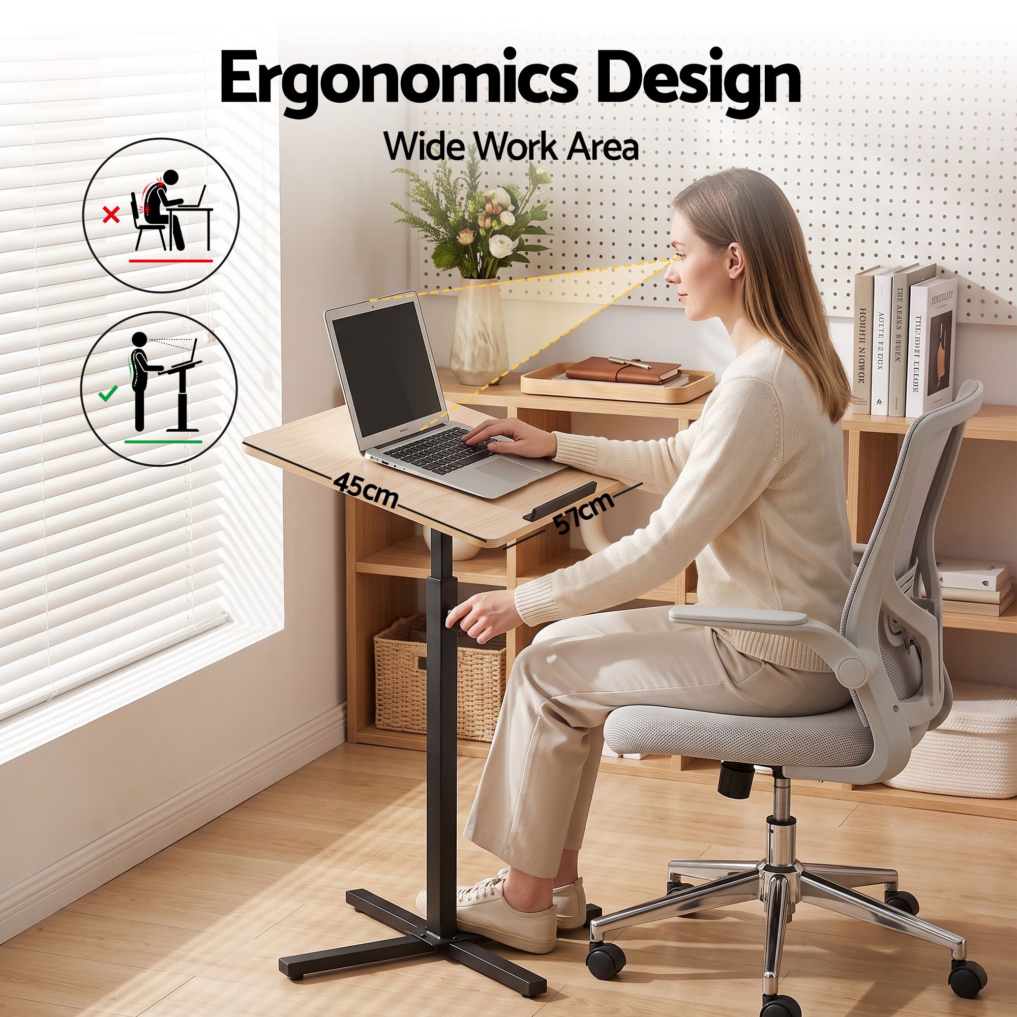 Artiss Floor Podium Stand 78-127CM Height Adjustable Portable Laptop Desk Bedworld
