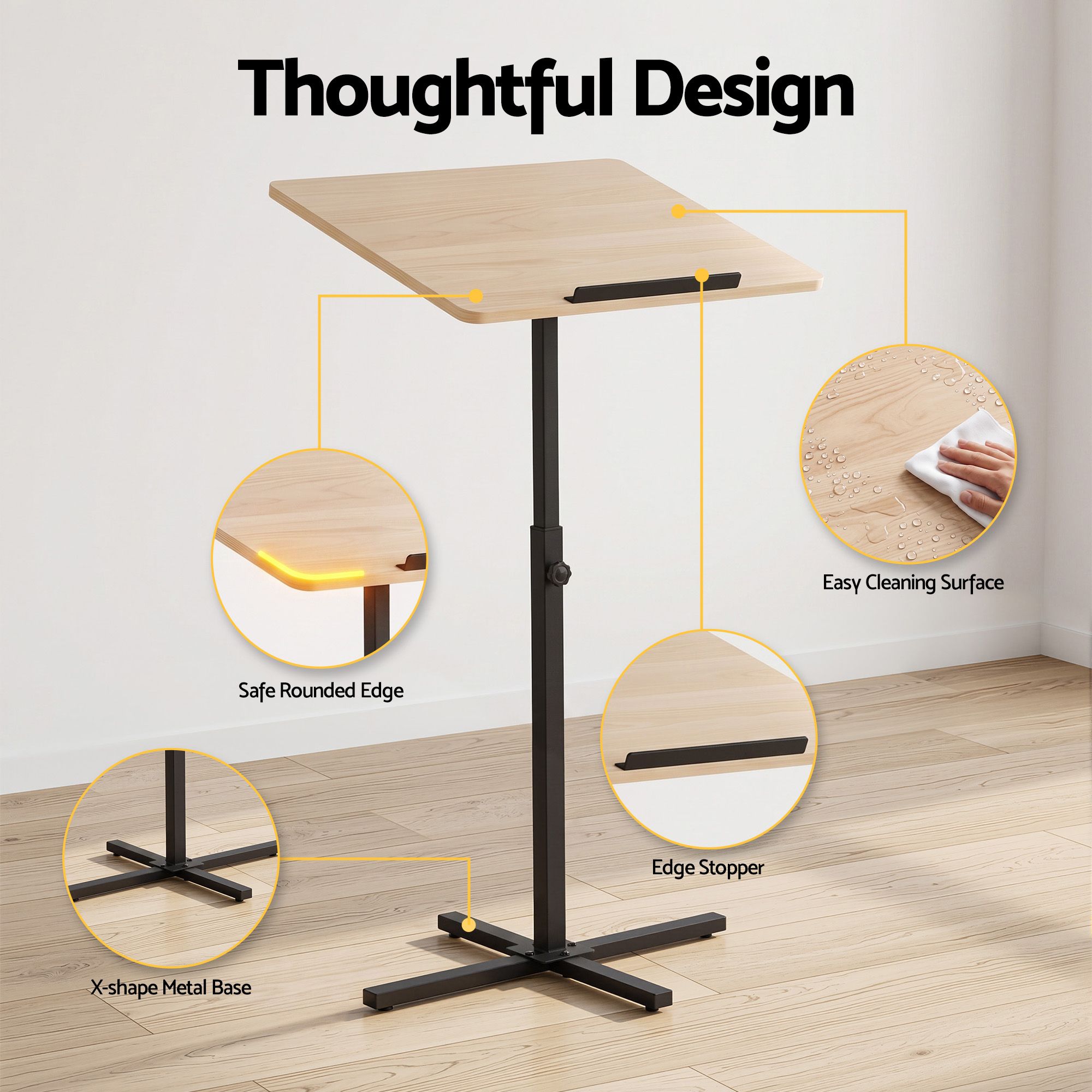 Artiss Floor Podium Stand 78-127CM Height Adjustable Portable Laptop Desk Bedworld