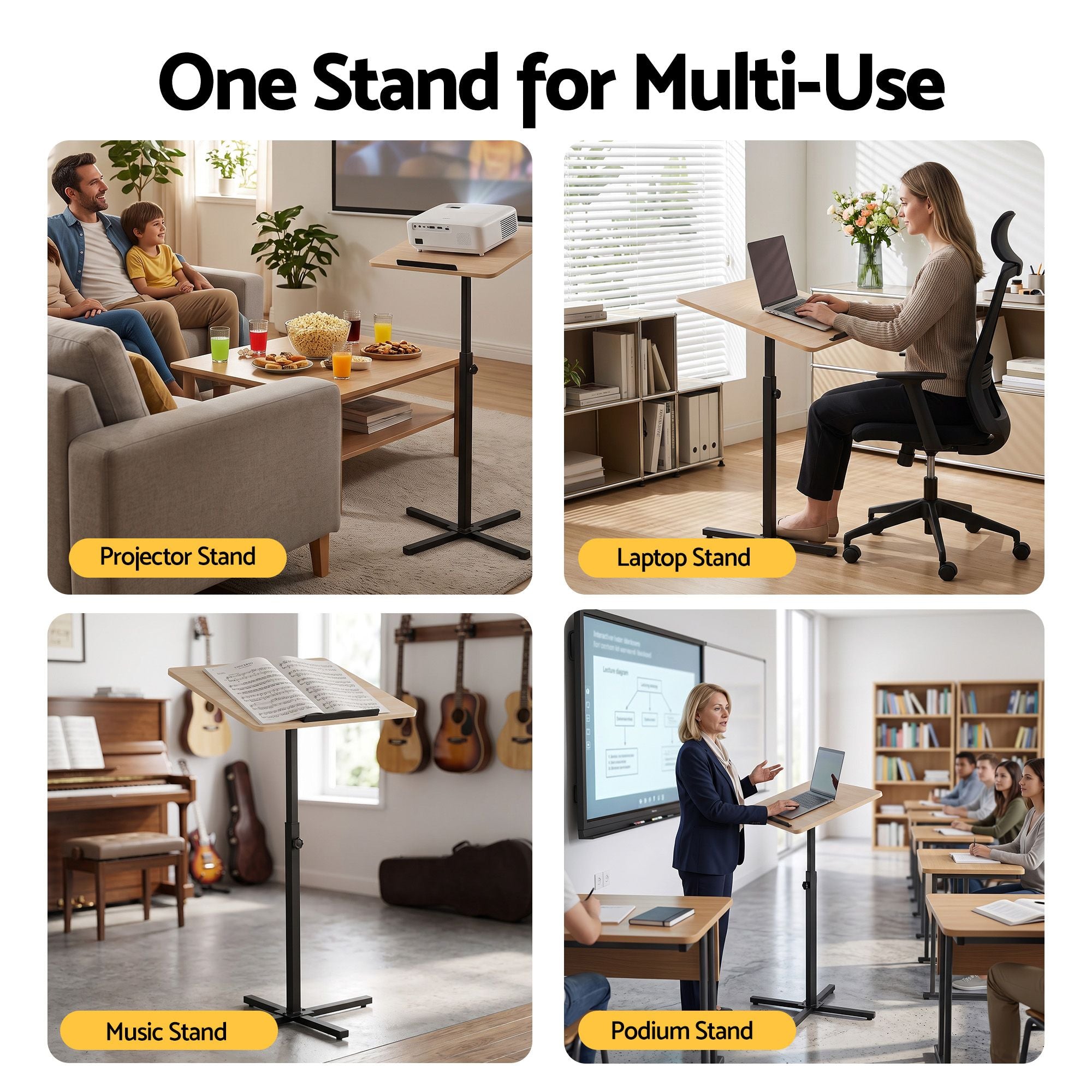 Artiss Floor Podium Stand 78-127CM Height Adjustable Portable Laptop Desk Bedworld