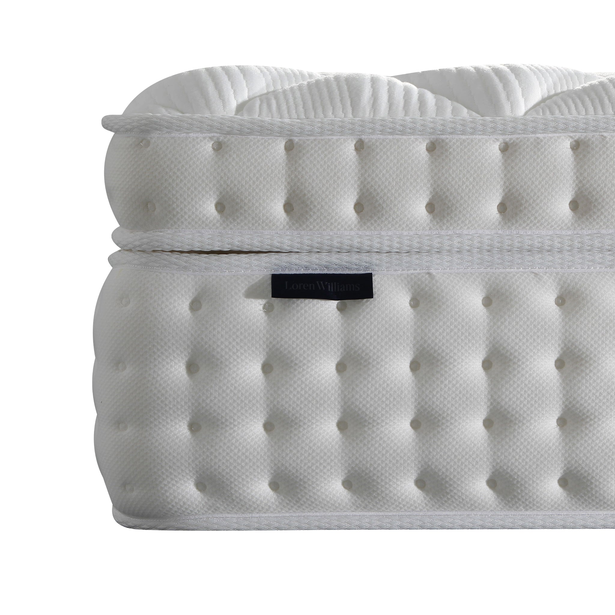 Top surface of Loren Williams Black Label mattress with breathable cotton finish