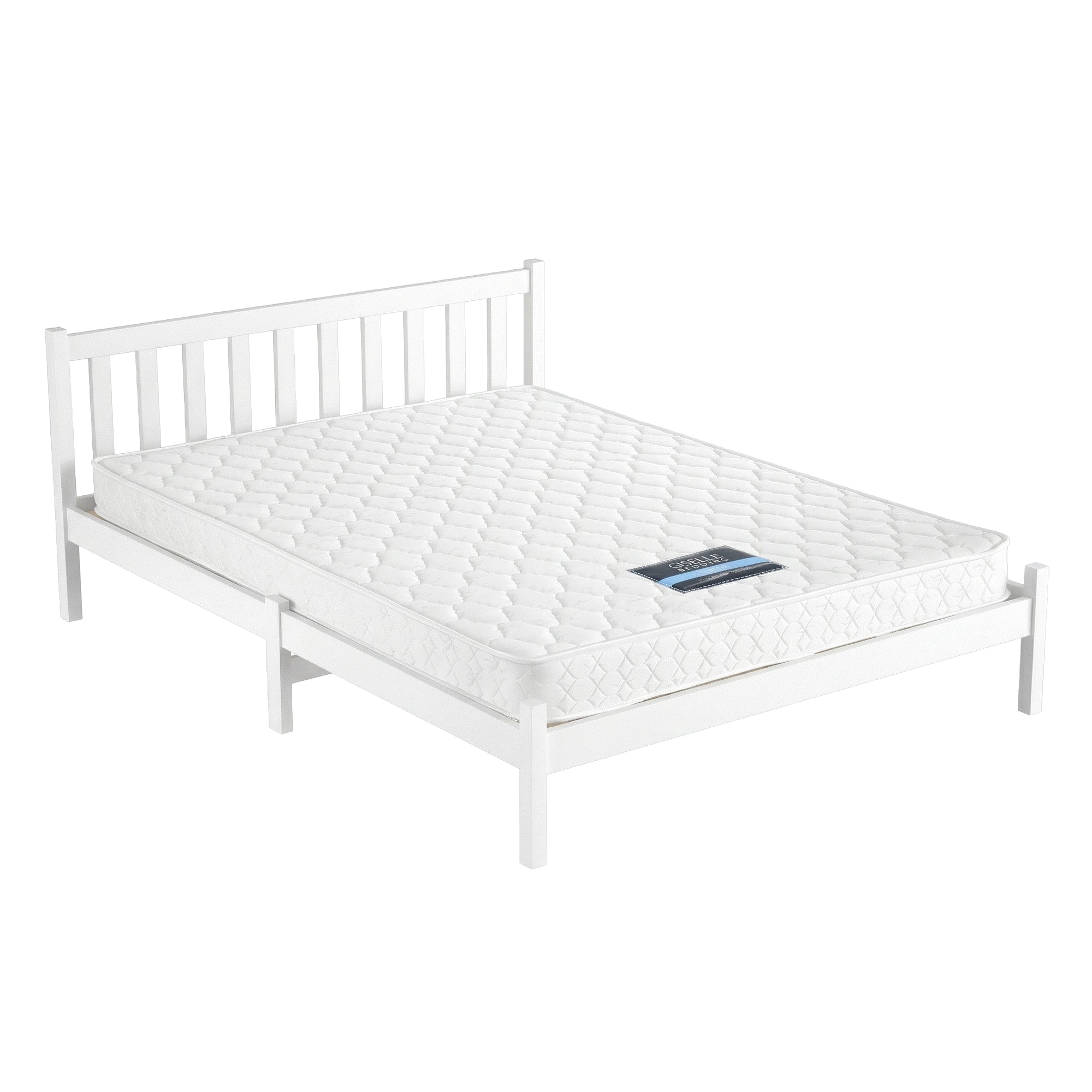 Giselle Double Mattress with Artiss Wooden Bed Frame Natural Pine Timber Base Bedworld