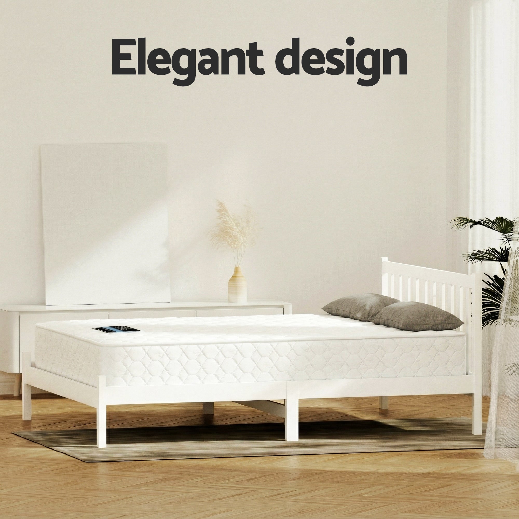 Giselle Double Mattress with Artiss Wooden Bed Frame Natural Pine Timber Base Bedworld