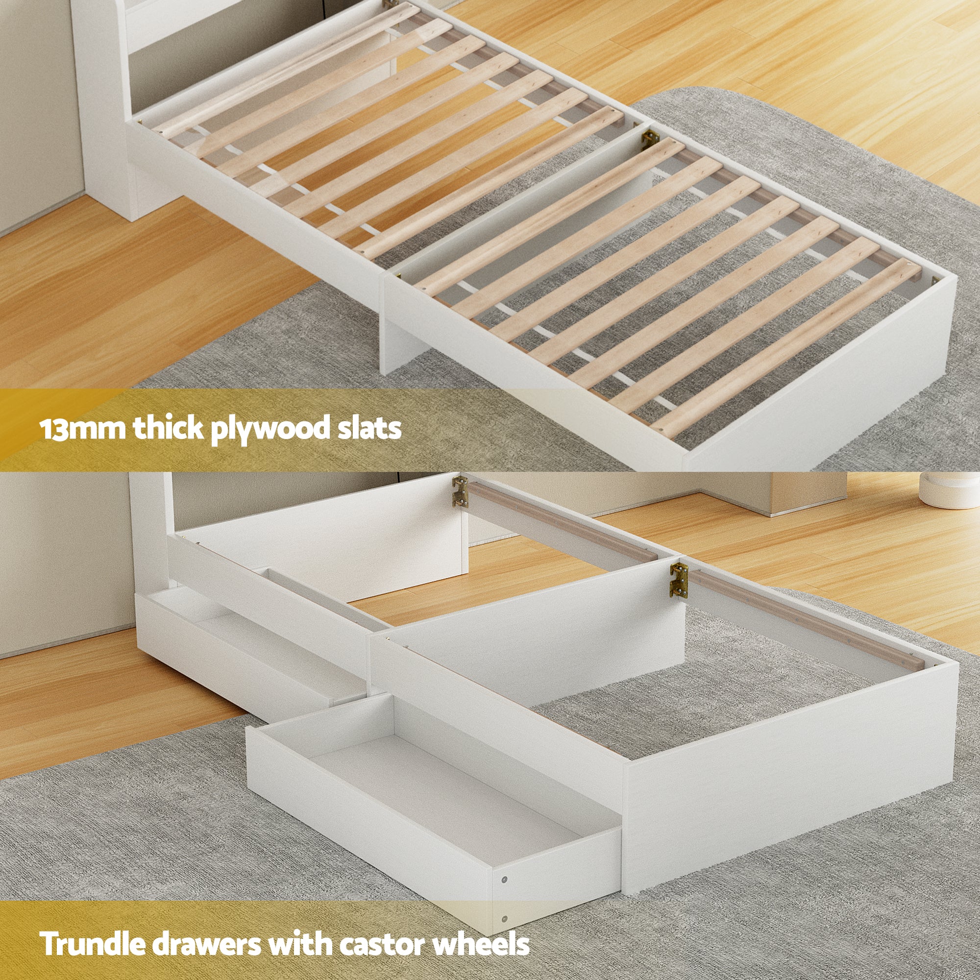 Giselle Single Mattress 5-zone Pocket Spring Mattresses with Artiss Wooden Storage Bed Frame Set Bedworld