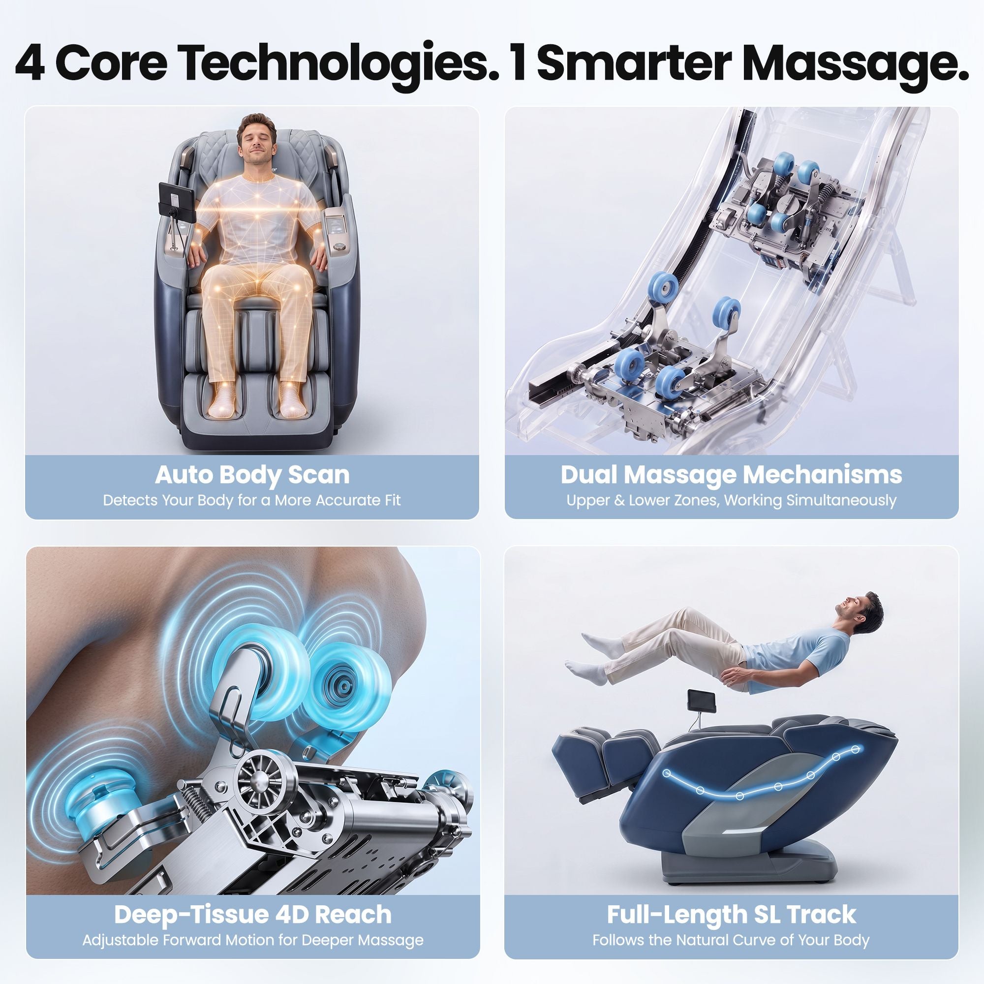 Livemor 4D Massage Chair Double Core SL Track Recliner Full Body Zero Gravity Heat Body Scan Melisa Bedworld