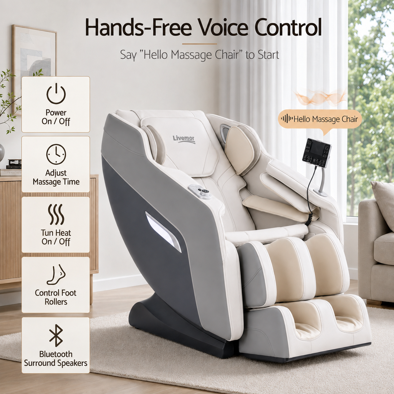 Livemor Flex Massage Chair Full Body Zero Gravity with Heat Recliner Home Massager Brisa Bedworld