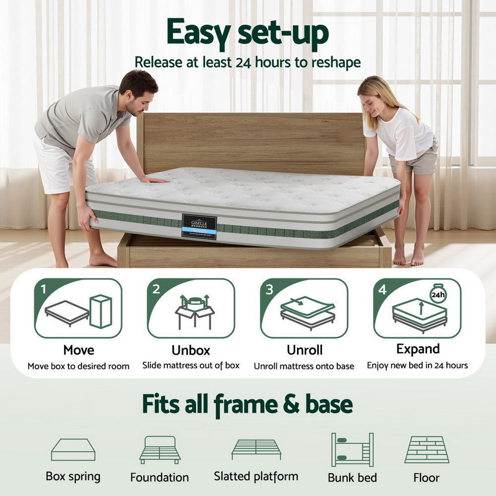 20cm Giselle Mattress Double Green Tea Mattresses