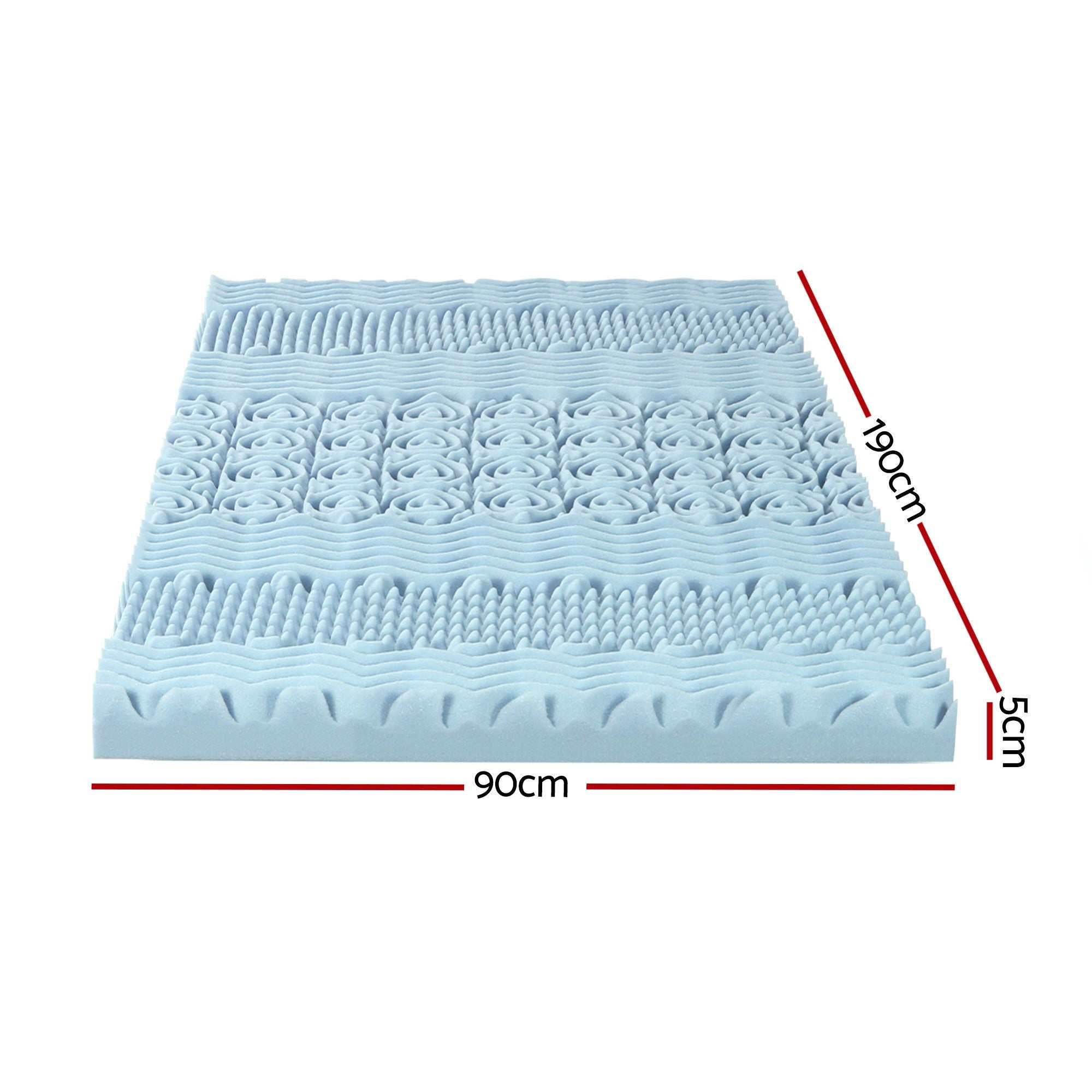 Giselle Bedding Memory Foam Mattress Topper 7-Zone 5cm Single Bedworld