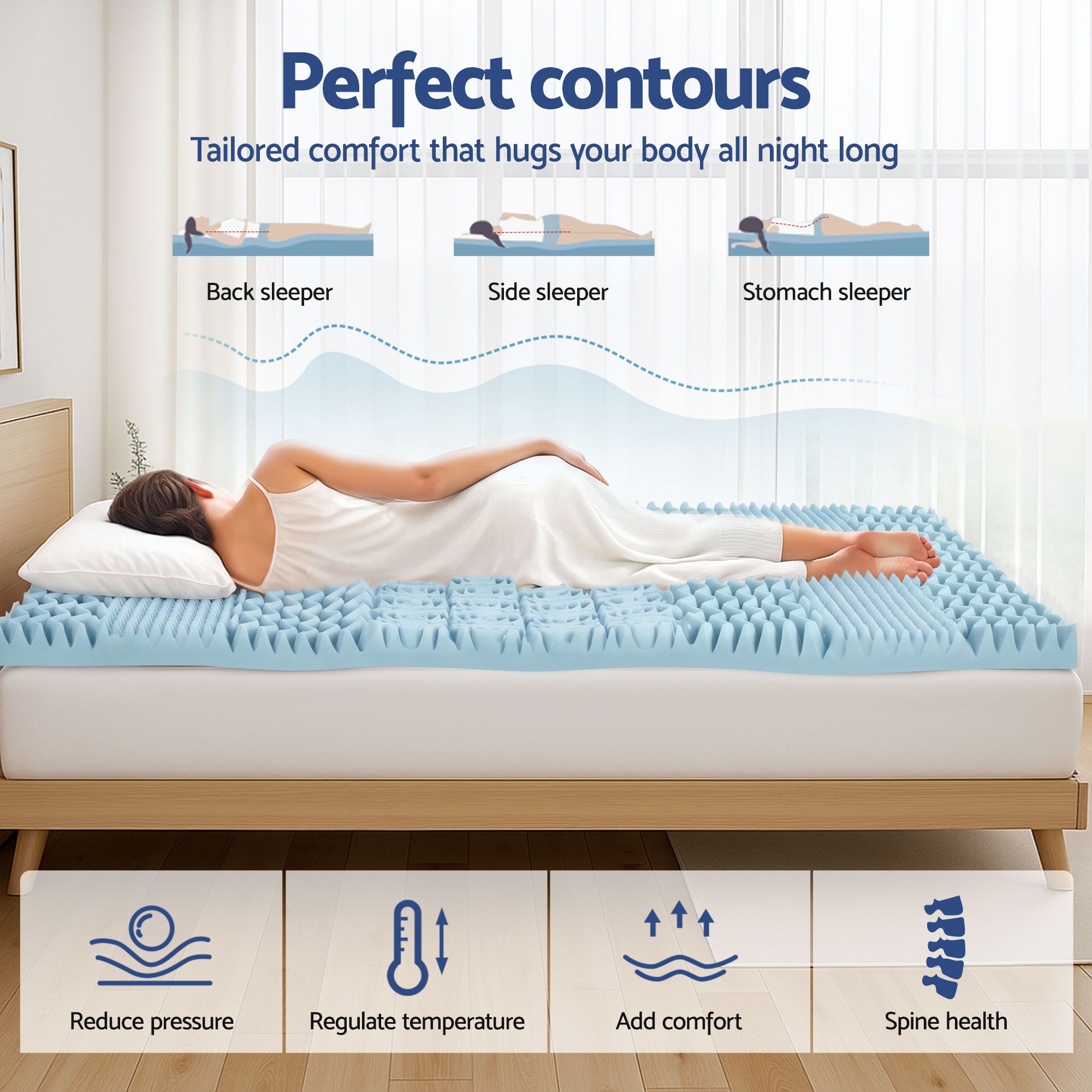 Giselle Bedding Memory Foam Mattress Topper 7-Zone 5cm Single Bedworld