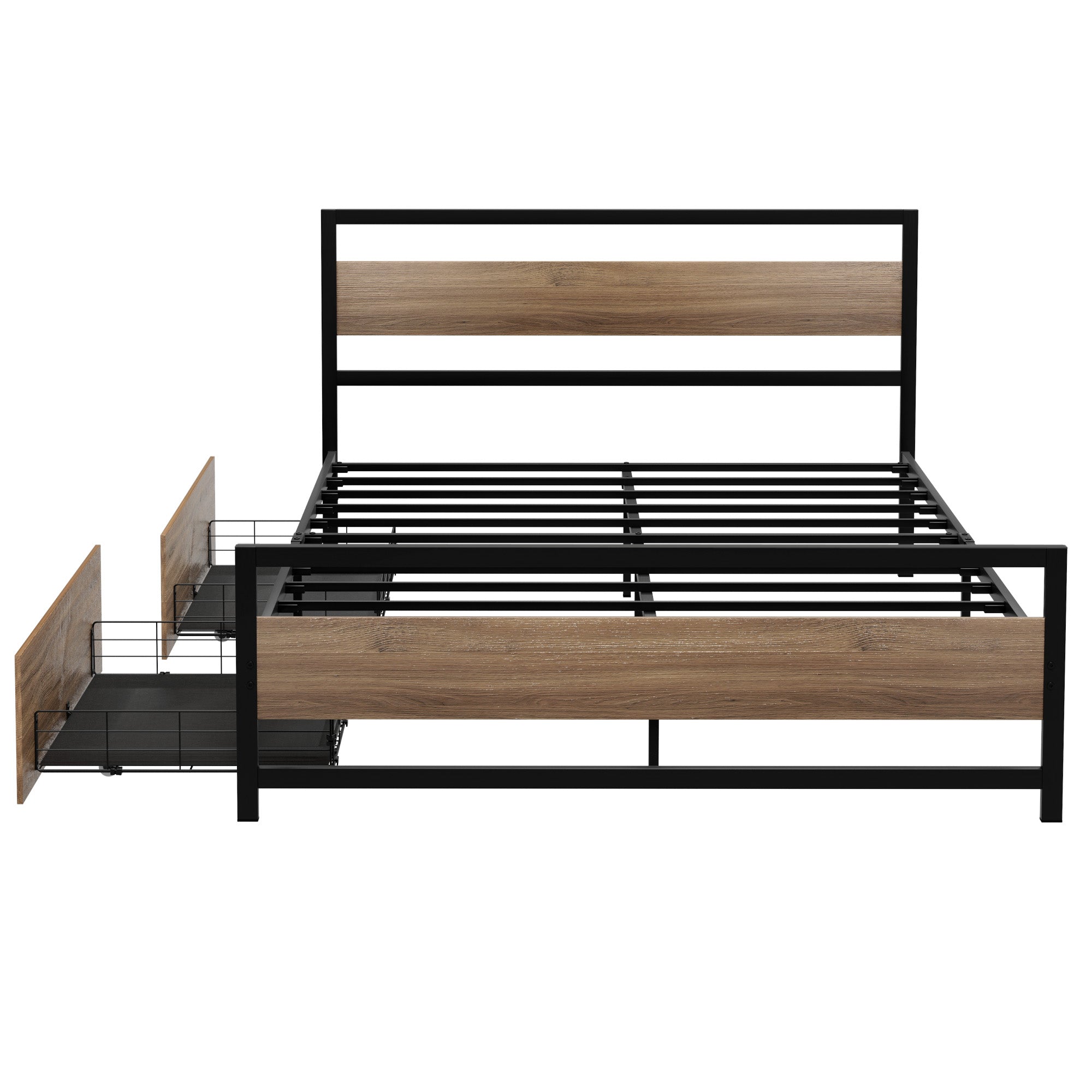 Artiss Bed Frame Double Size Metal Frame with 2 Drawers DREW Bedworld