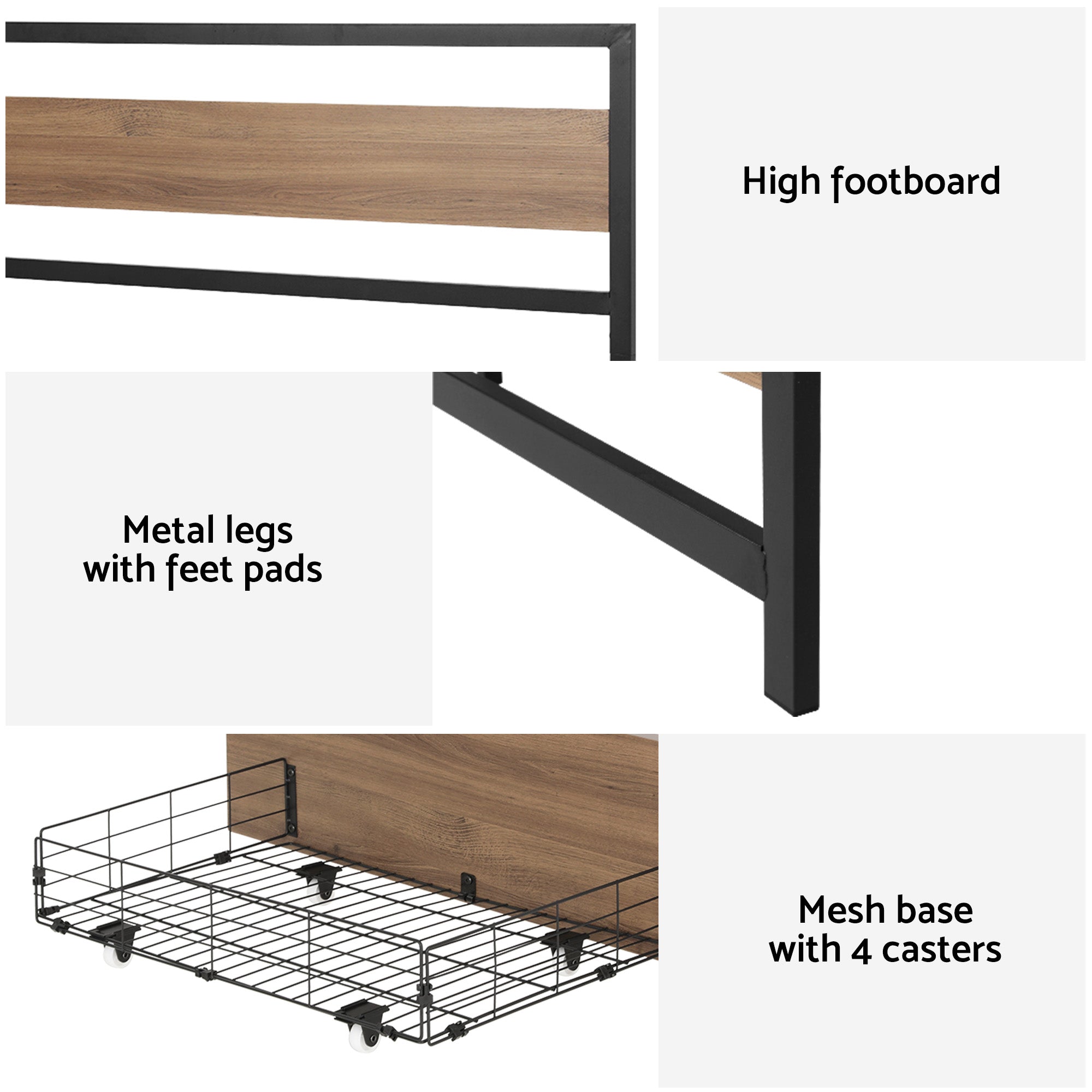 Artiss Bed Frame Double Size Metal Frame with 2 Drawers DREW Bedworld
