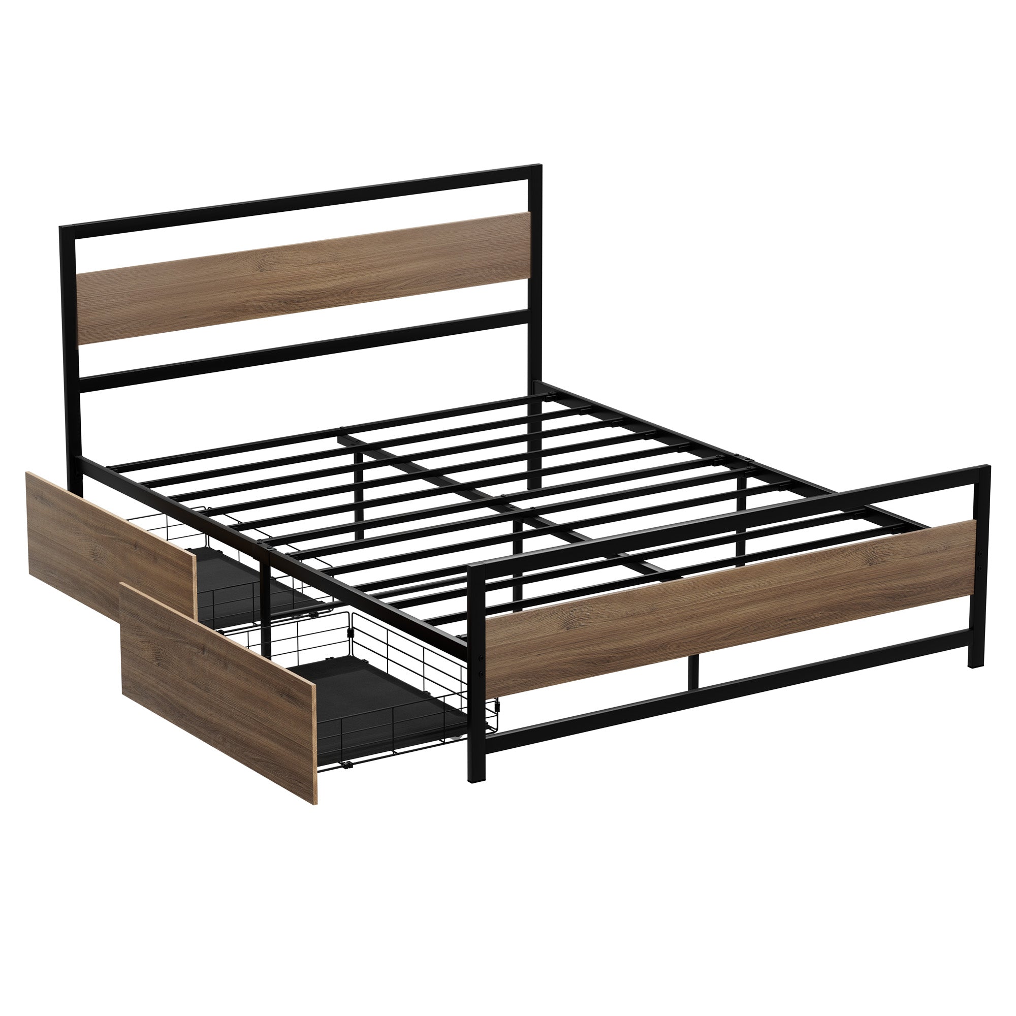 Artiss Bed Frame Queen Size Metal Frame with 2 Drawers DREW Bedworld