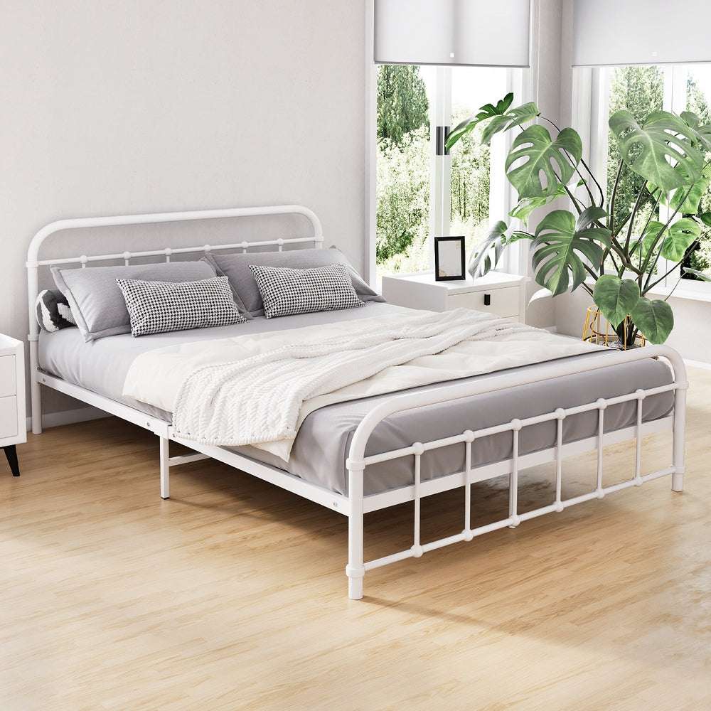 Artiss Bed Frame Metal Bed Frame LEO - Double (White)