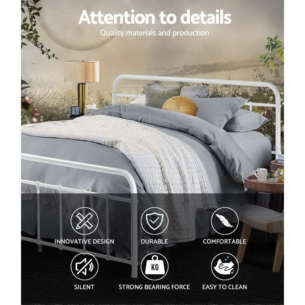 Artiss Bed Frame Metal Bed Frame LEO - Queen (White)