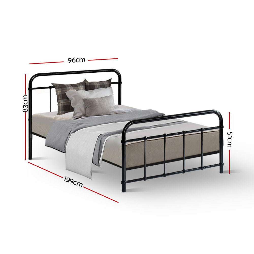 Artiss Bed Frame Metal Bed Frame LEO - Single (Black)