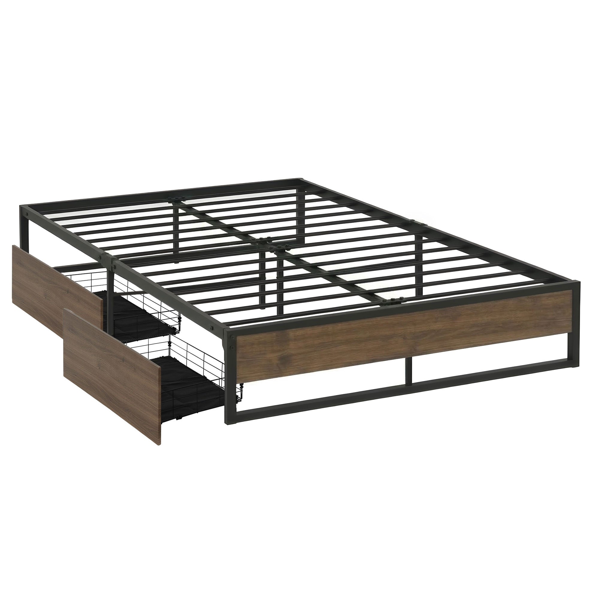 Artiss Bed Frame Metal Frame Double Size Bed Base 2 Drawers OSLO Bedworld