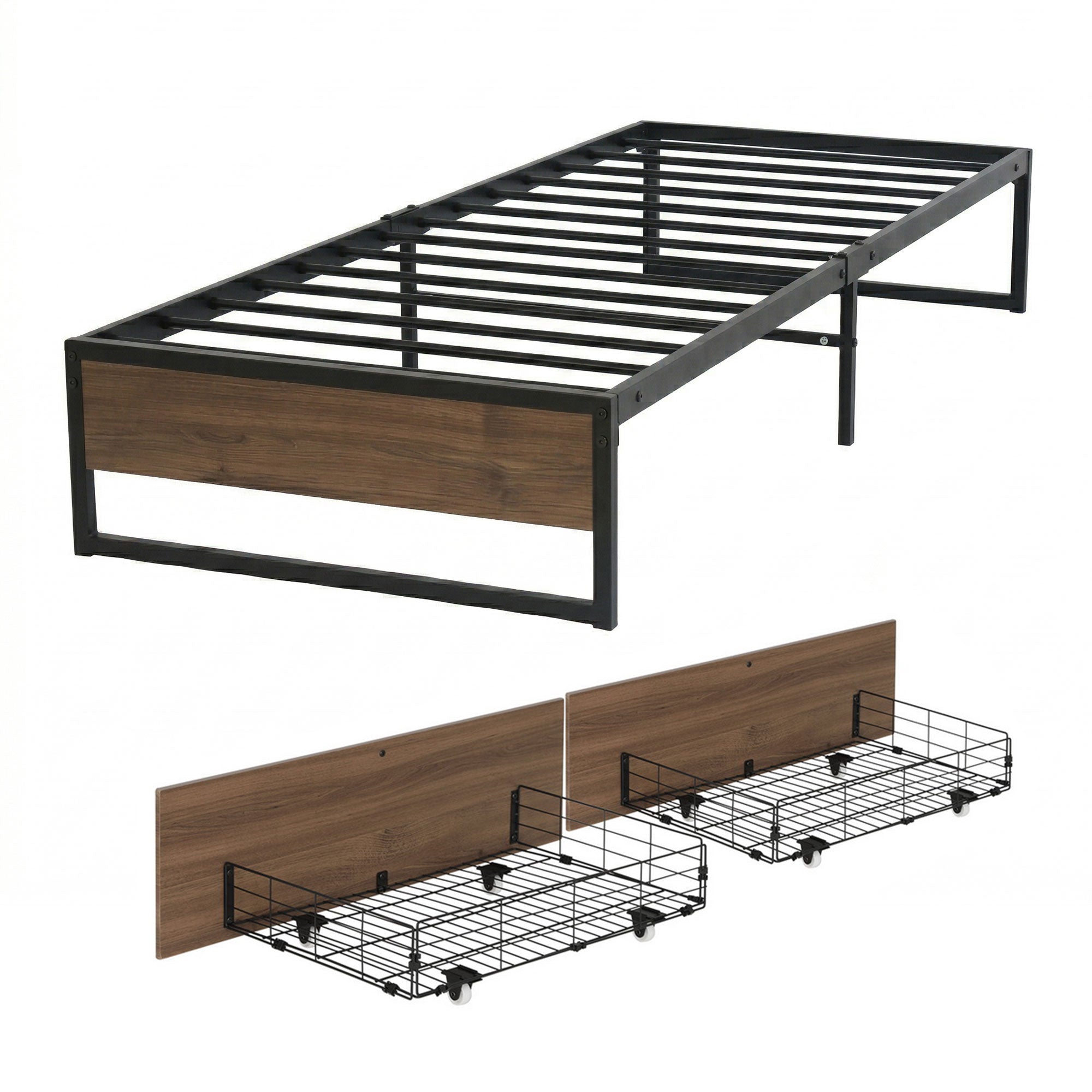 Artiss Bed Frame Metal Frame King Single Bed Base 2 Drawers OSLO Bedworld