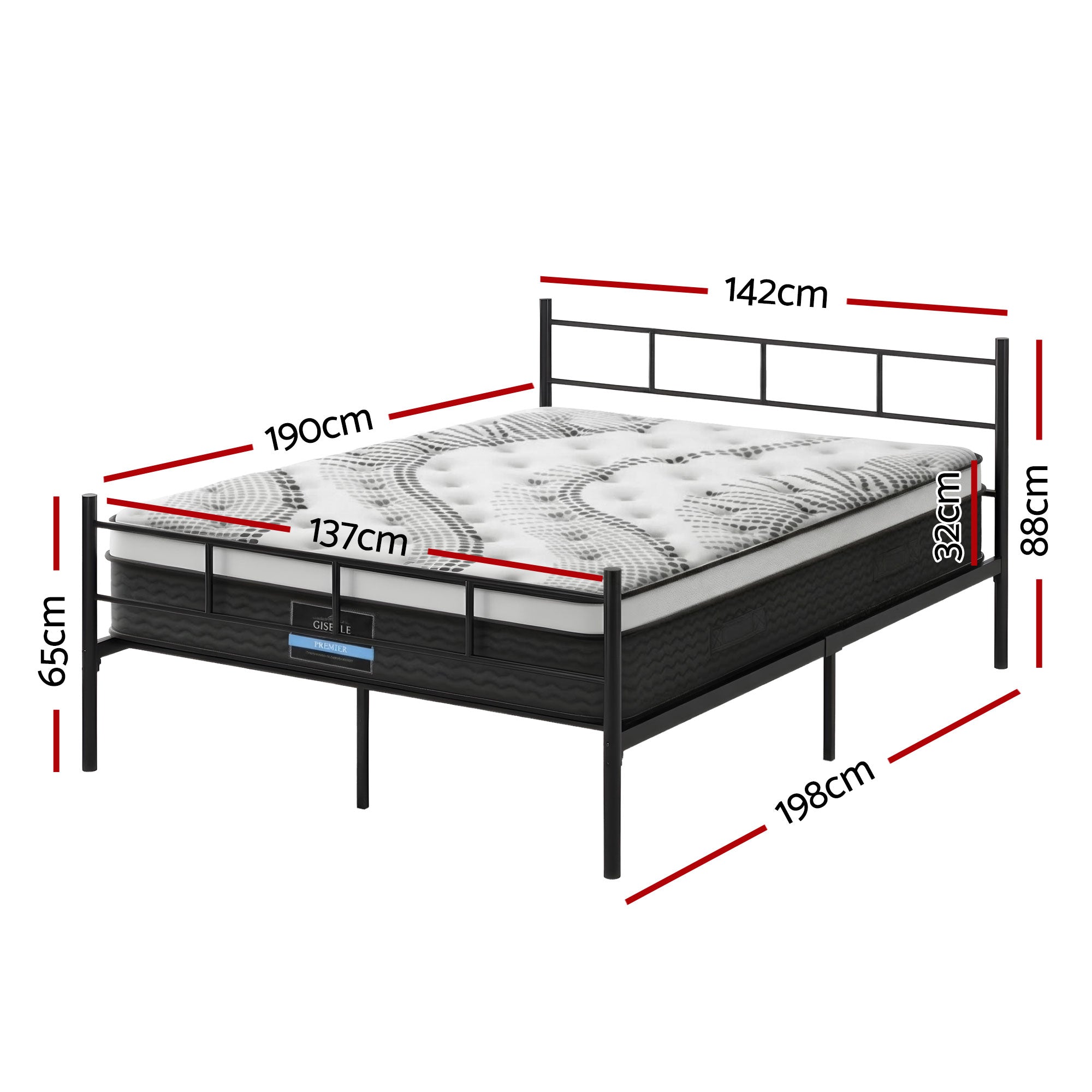 Artiss Bed Frame Double Metal Bed Frames SOL with Mattress Bedworld