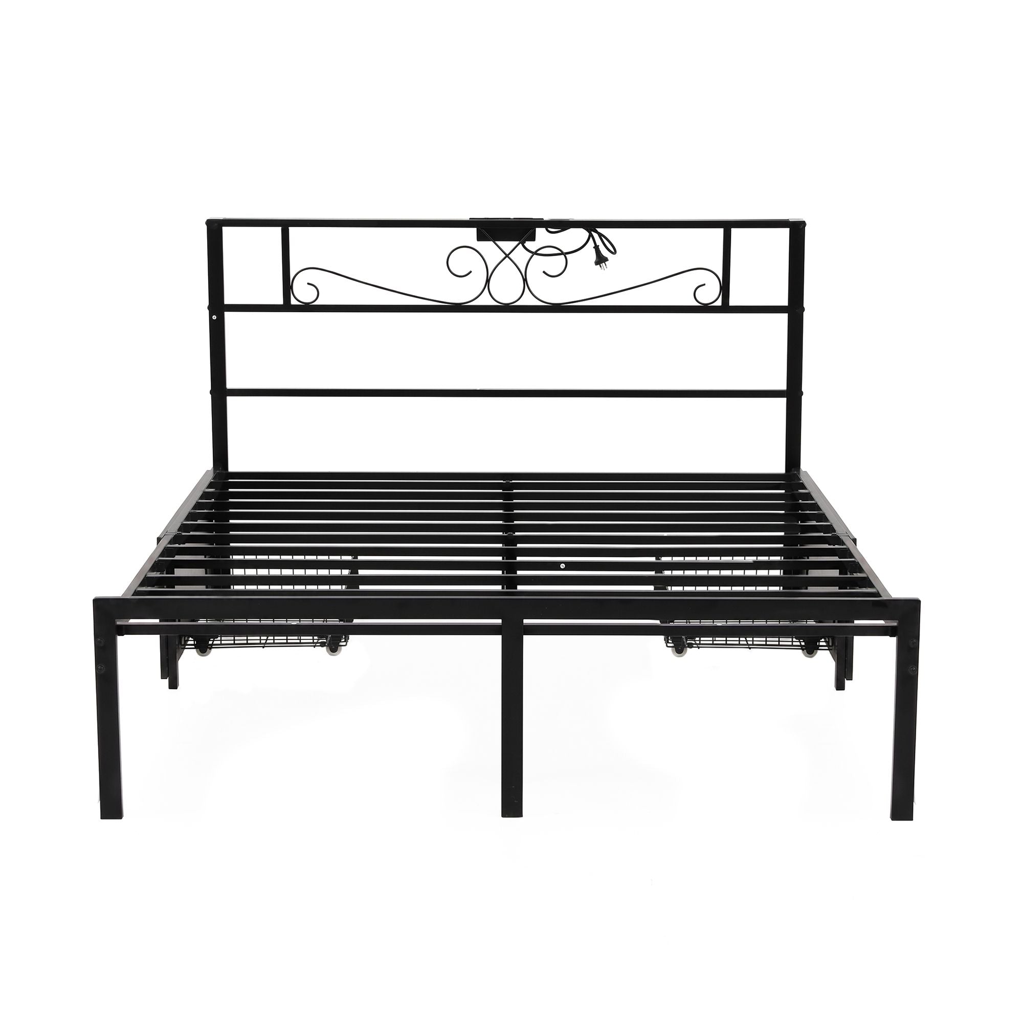 Artiss Double Bed Frame with Charging Station & Storage Drawers Metal Bedworld