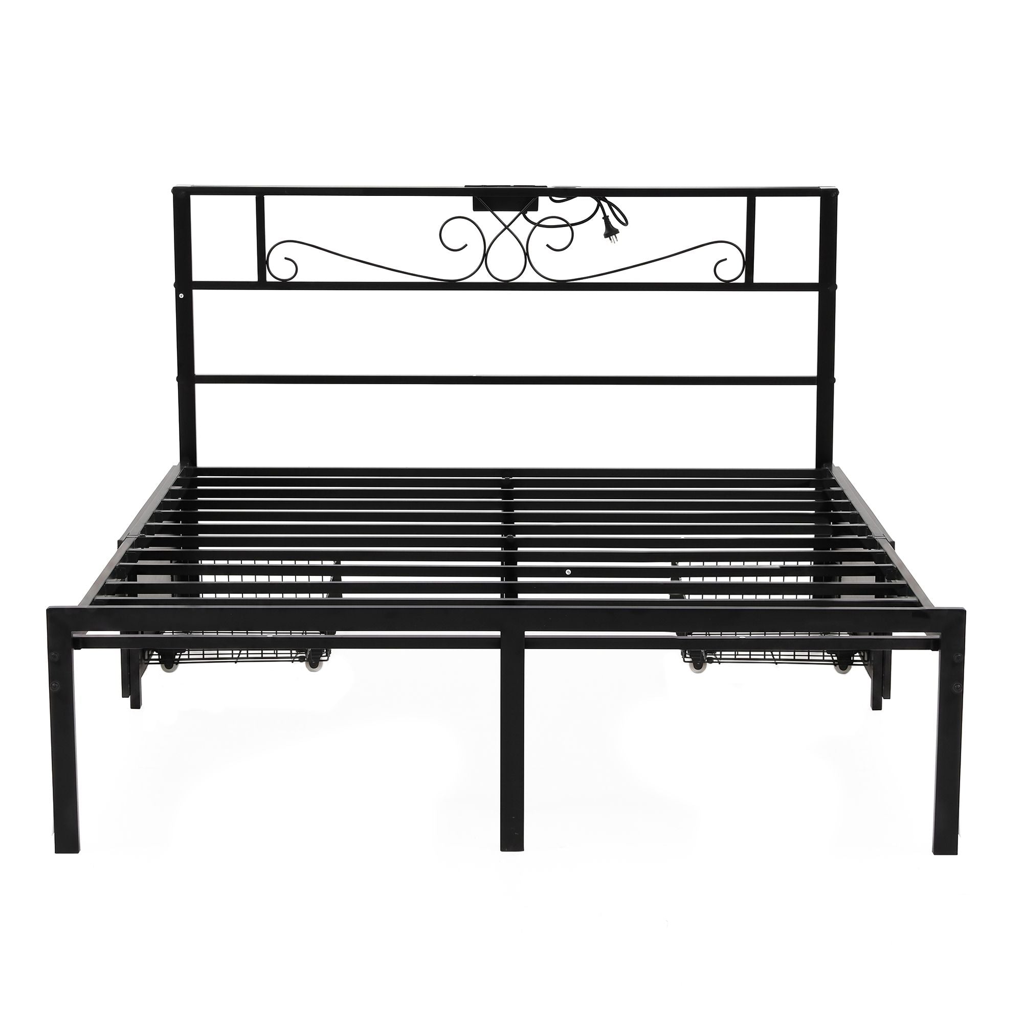 Artiss Queen Bed Frame with Charging Station & Storage Drawers Metal Bedworld