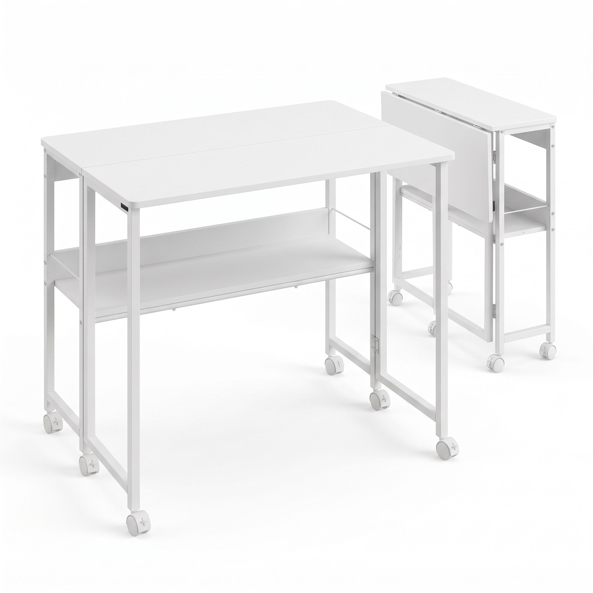 Artiss Foldable Computer Desk Mobile Study Table Workstation White 80cm Bedworld