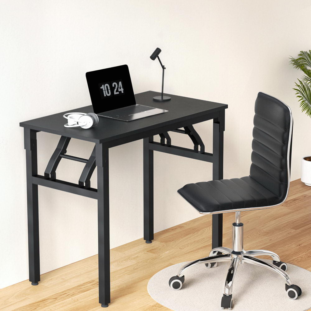 Artiss Computer Desk Office Chair PU Leather Set Foldable Home Study Table Black Bedworld