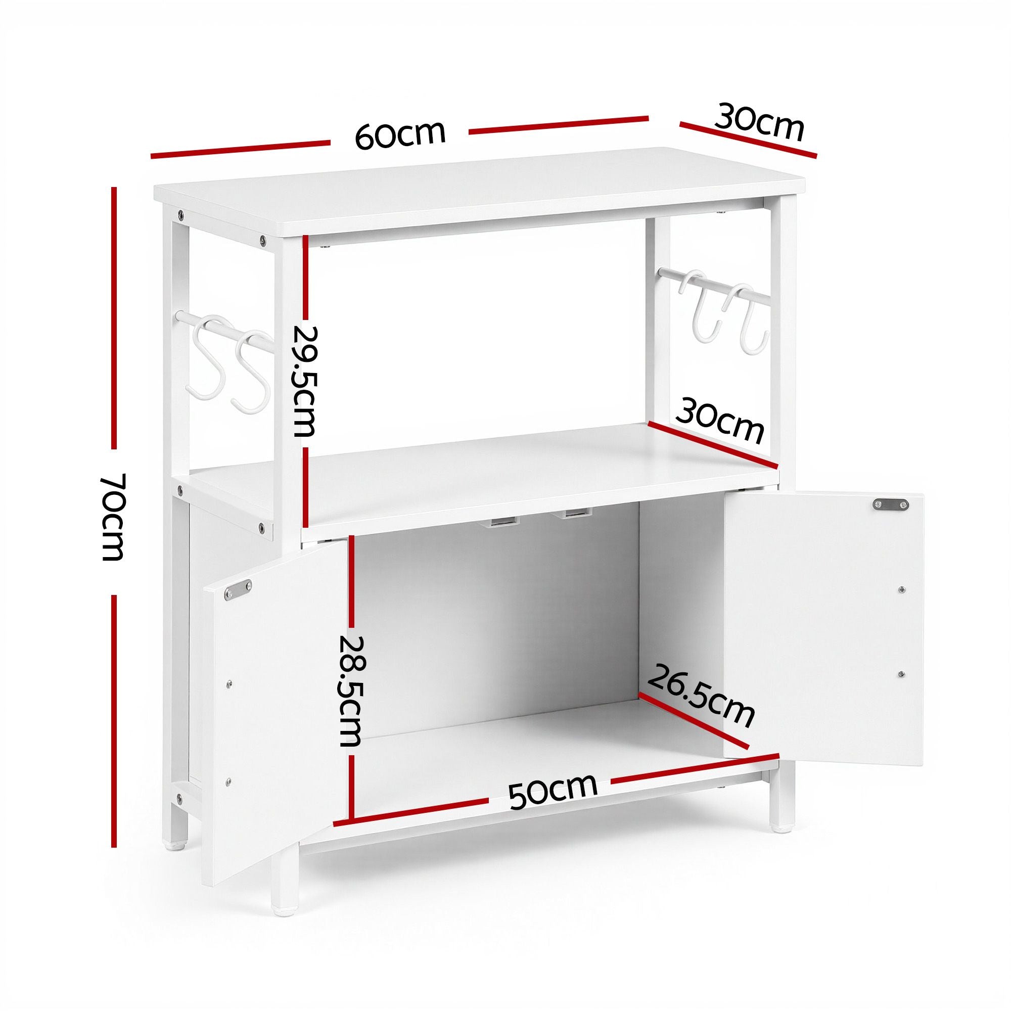 Artiss 20 Gallon Fish Tank Stand 3-Tier Aquarium Stand with Storage Cabinet and Open Shelf White Bedworld