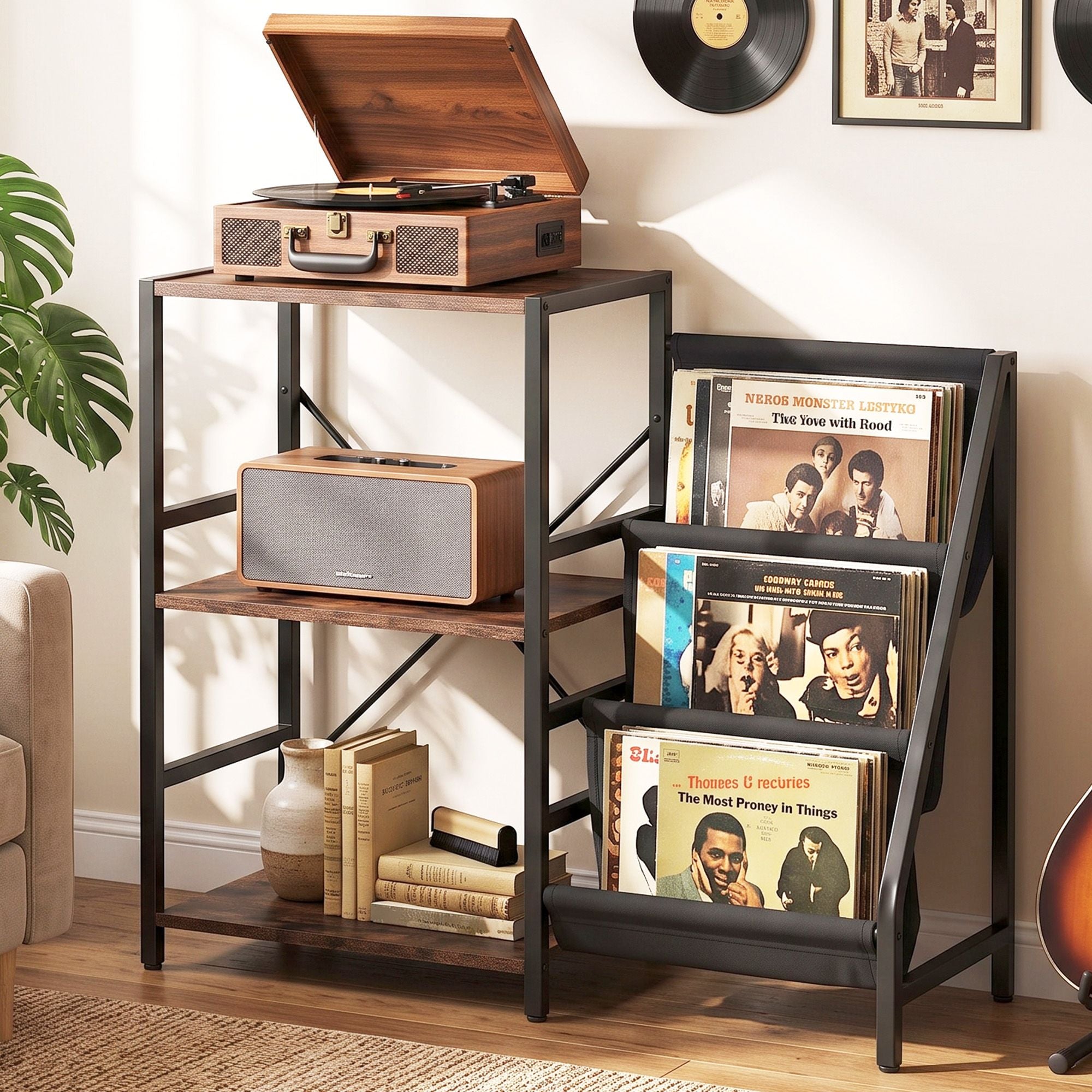 Artiss Record Player Stand with 3-Tier Vinyl Record Storage Turntable Stand Bedworld