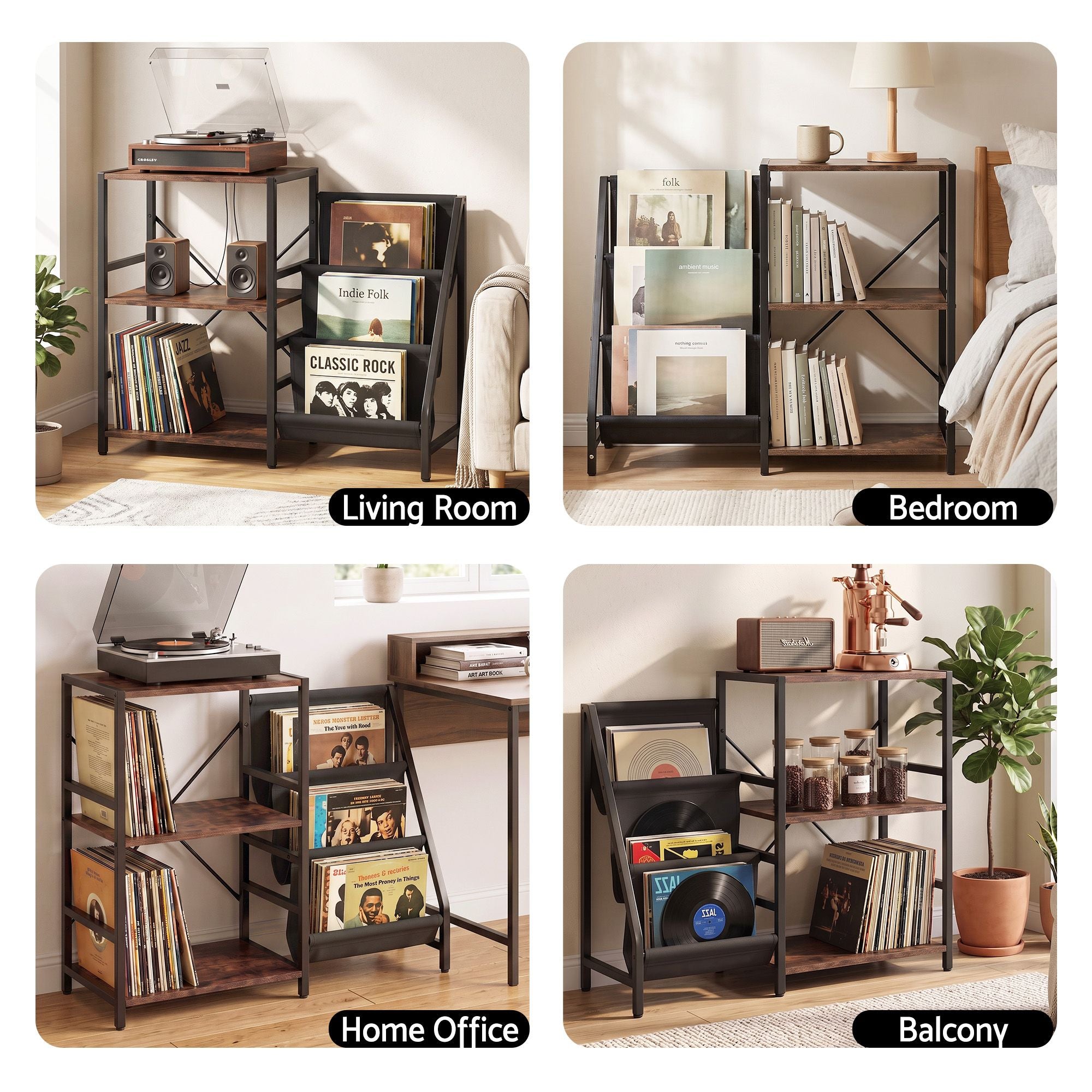 Artiss Record Player Stand with 3-Tier Vinyl Record Storage Turntable Stand Bedworld
