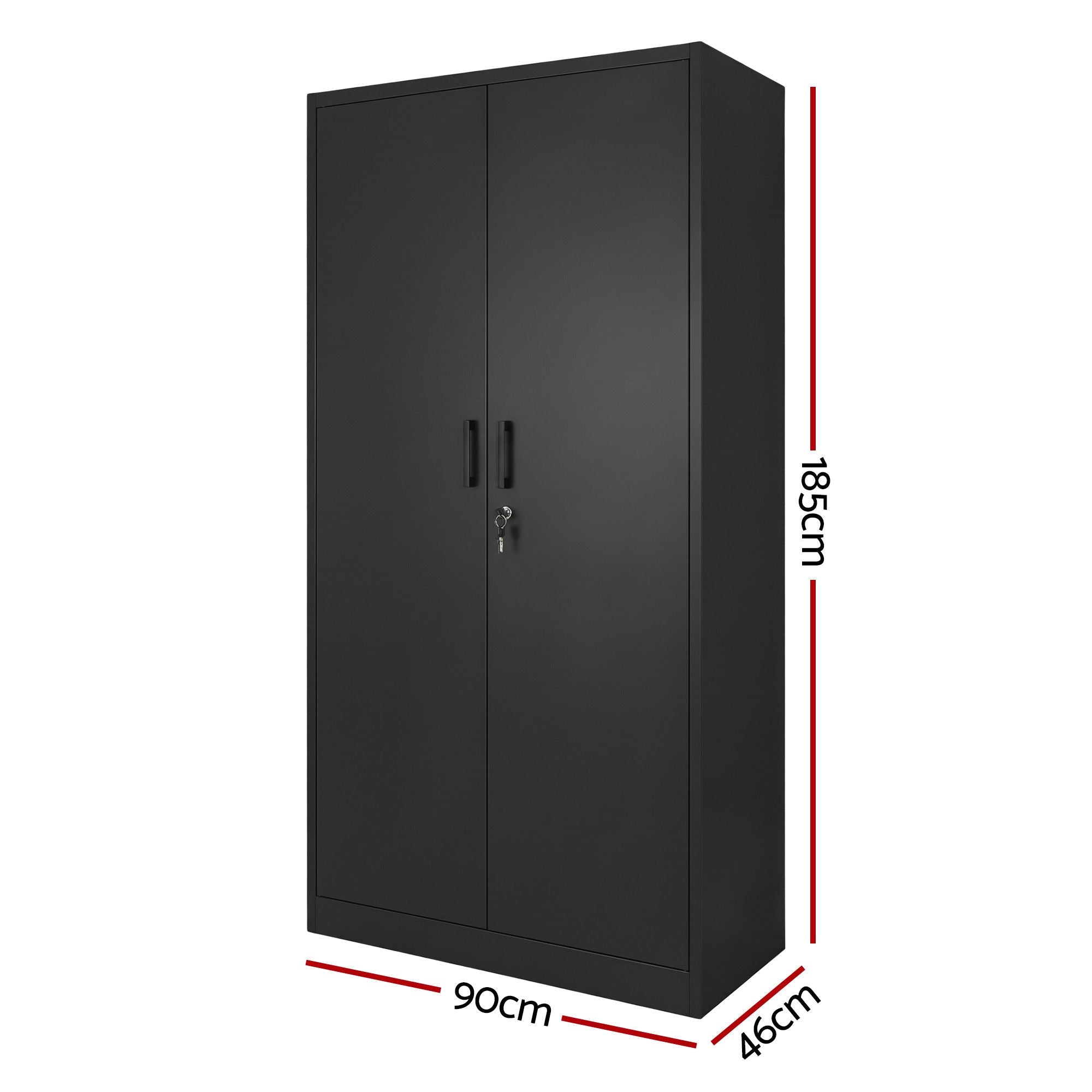 Artiss 185cm Metal Filing Cabinet Locker File Storage Cupboard Office Black Bedworld