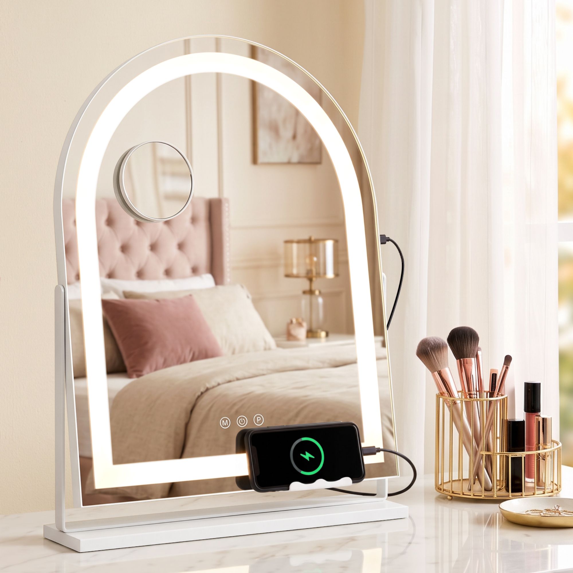 Embellir Makeup Mirror with Lights Hollywood Vanity Mirror 3 Colour LED White 40x50cm Bedworld