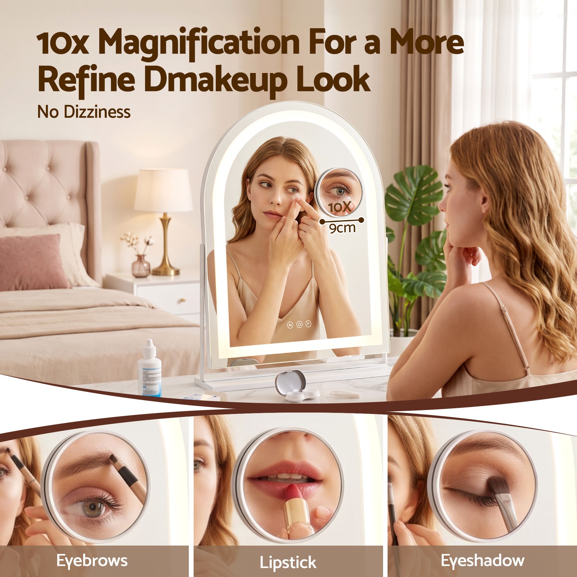Embellir Makeup Mirror with Lights Hollywood Vanity Mirror 3 Colour LED White 40x50cm Bedworld