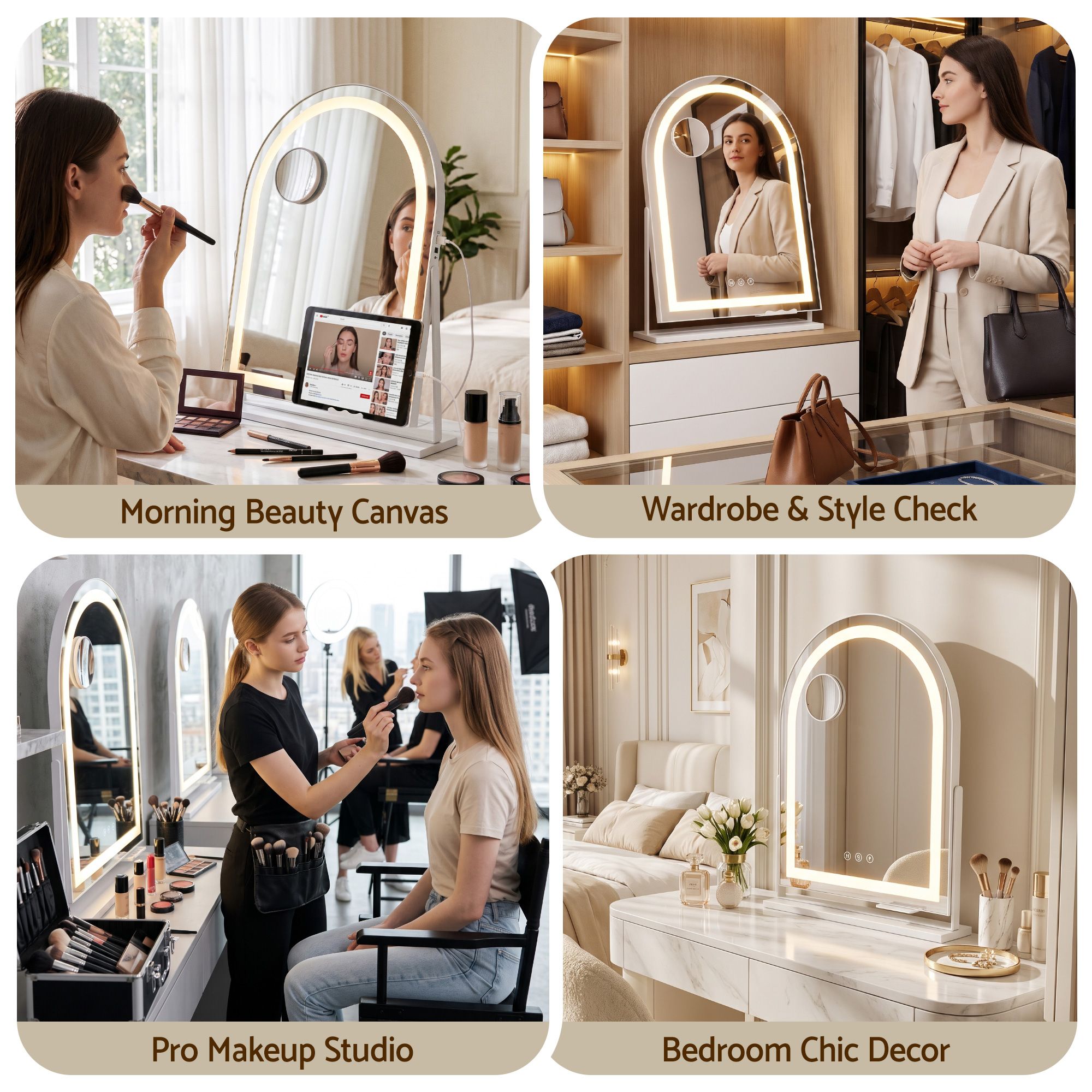 Embellir Makeup Mirror with Lights Hollywood Vanity Mirror 3 Colour LED White 40x50cm Bedworld