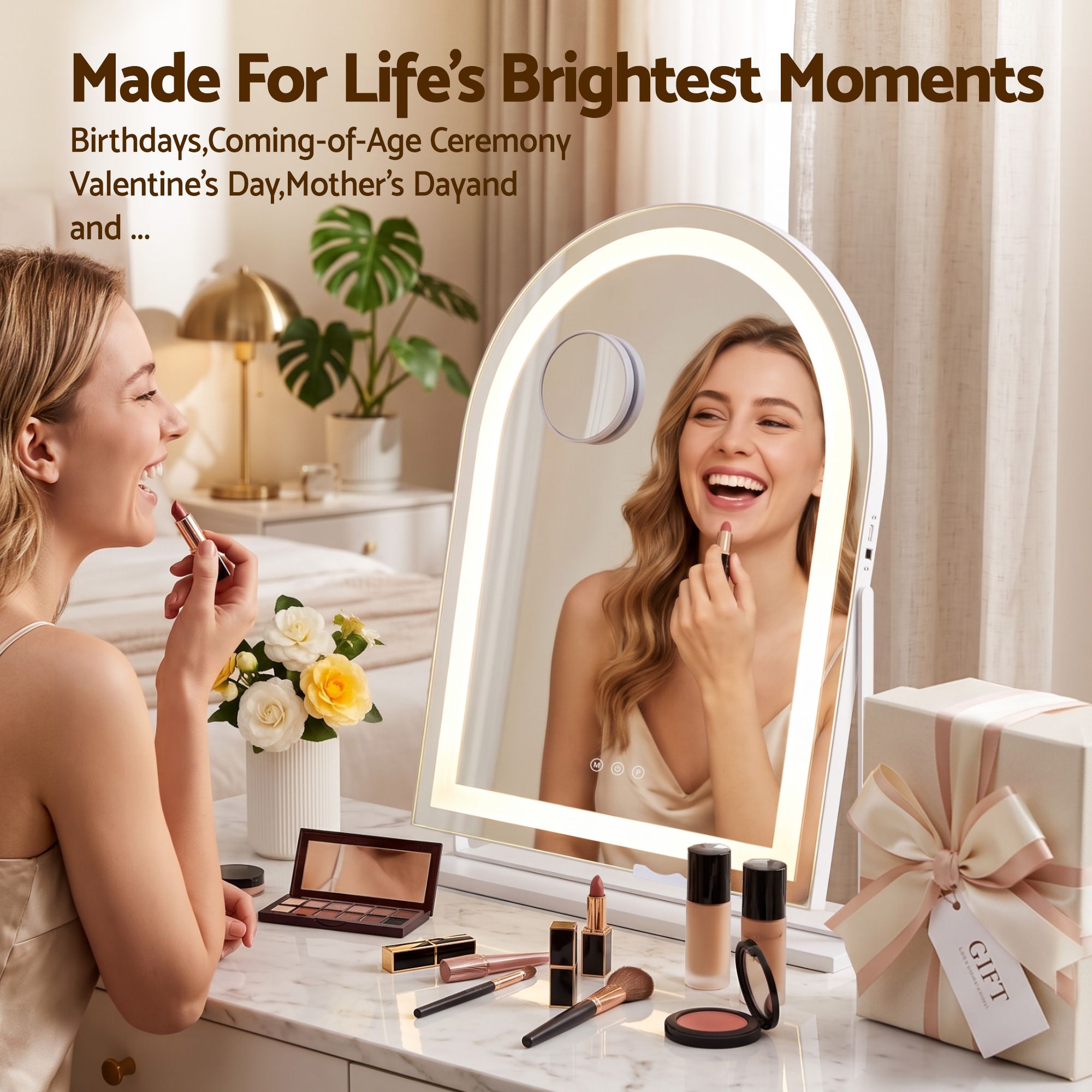 Embellir Makeup Mirror with Lights Hollywood Vanity Mirror 3 Colour LED White 40x50cm Bedworld