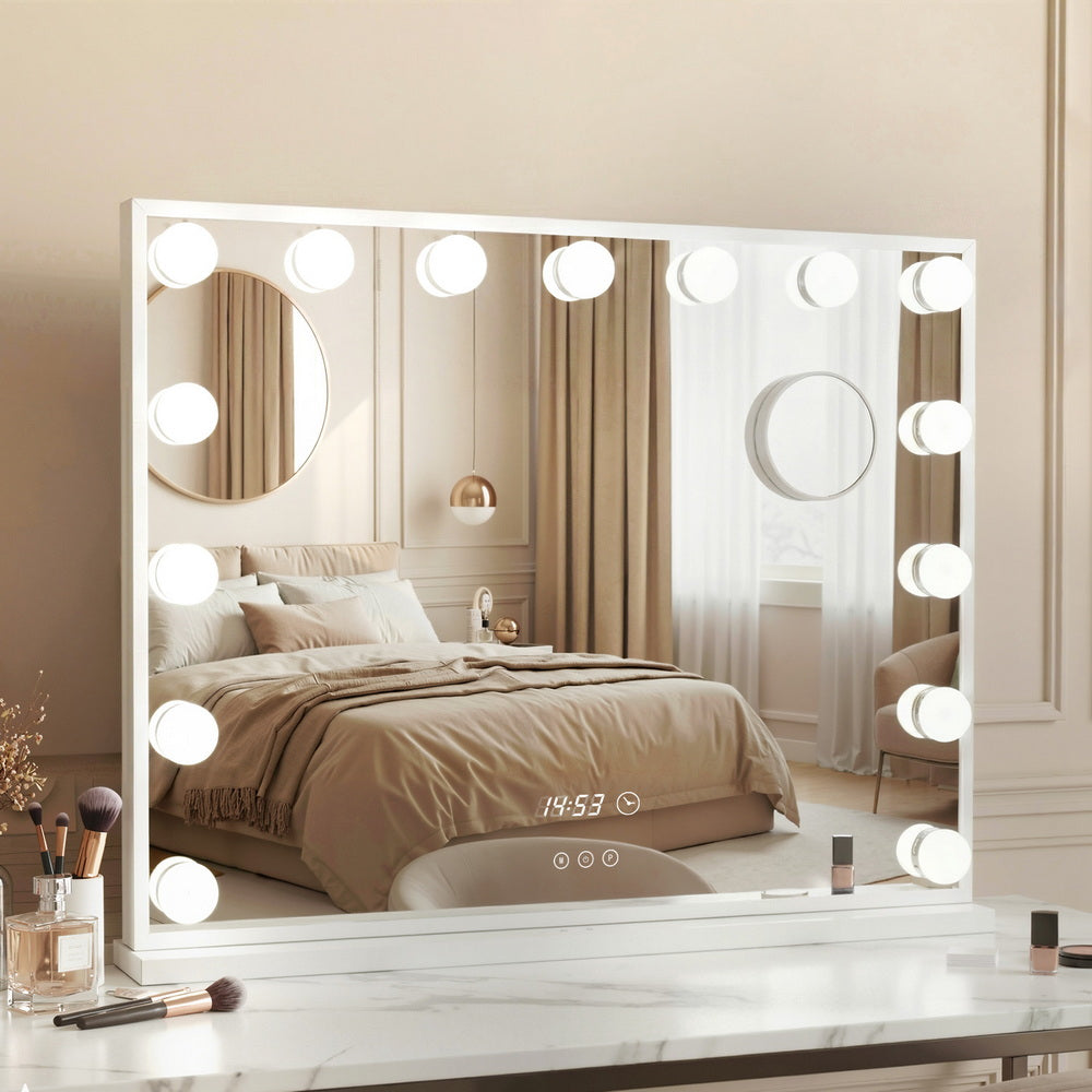 Embellir Makeup Mirror 58x45cm Hollywood Vanity with LED Light Tabletop White