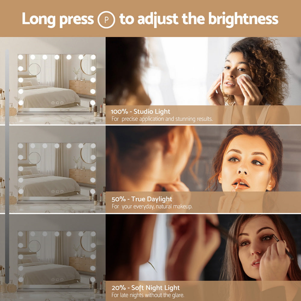 Embellir Makeup Mirror 58x46cm Hollywood Vanity with LED Light Tabletop Wall