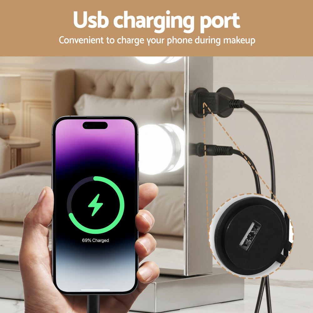 Embellir Makeup Mirror 58x46cm Hollywood Vanity with LED Light Tabletop Wall