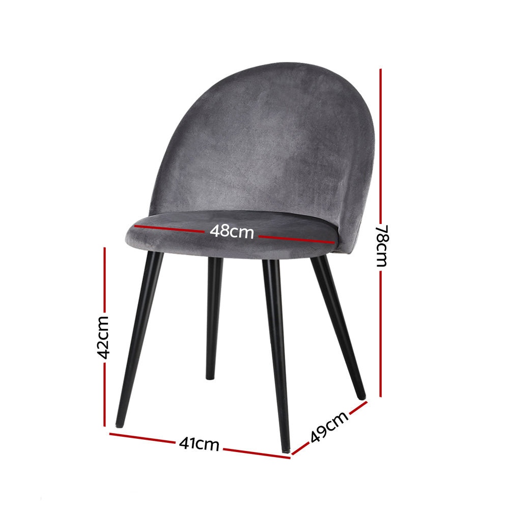 Artiss Dining Chairs Set of 2 Velvet Solid Curved Dark Grey Bedworld