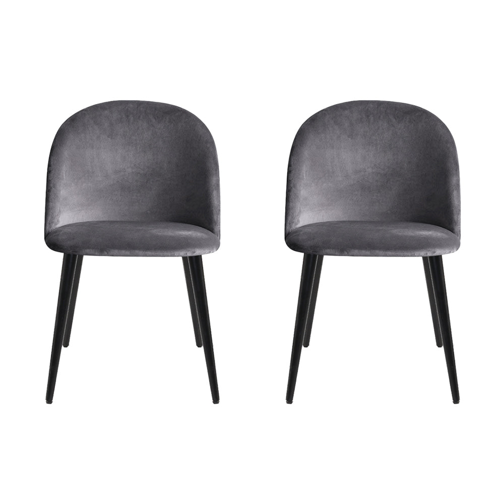 Artiss Dining Chairs Set of 2 Velvet Solid Curved Dark Grey Bedworld