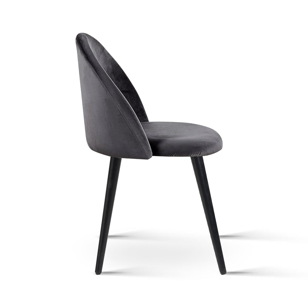 Artiss Dining Chairs Set of 2 Velvet Solid Curved Dark Grey Bedworld