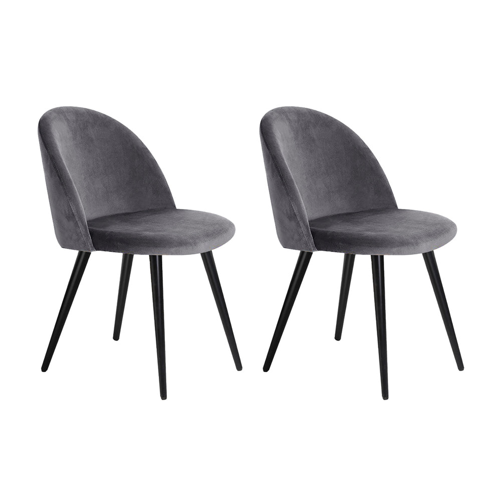 Artiss Dining Chairs Set of 2 Velvet Solid Curved Dark Grey Bedworld