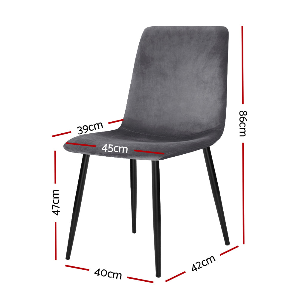 Artiss Dining Chairs Set of 4 Velvet Horizontal Slope Grey Bedworld
