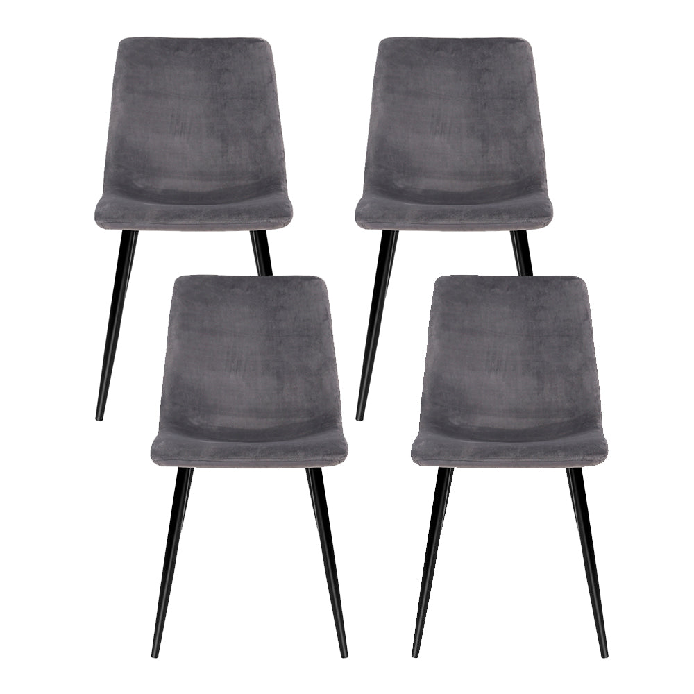 Artiss Dining Chairs Set of 4 Velvet Horizontal Slope Grey Bedworld