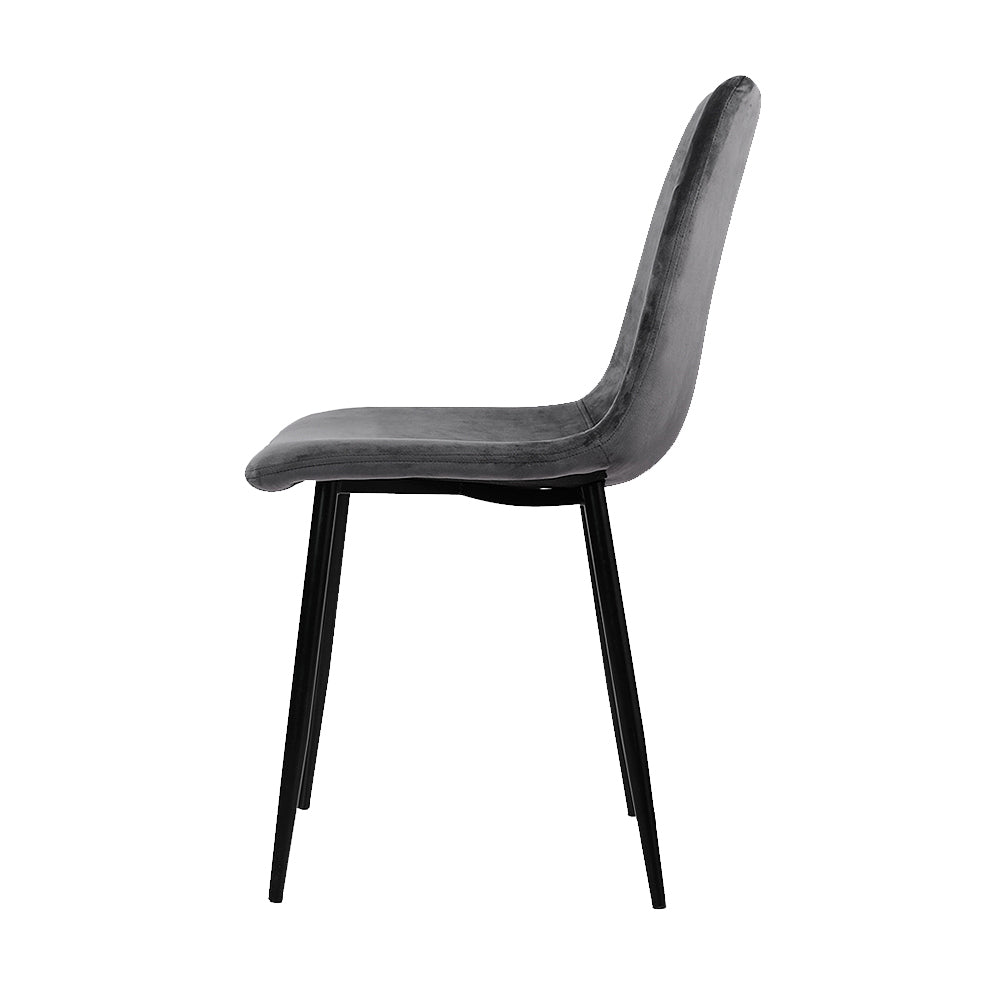 Artiss Dining Chairs Set of 4 Velvet Horizontal Slope Grey Bedworld