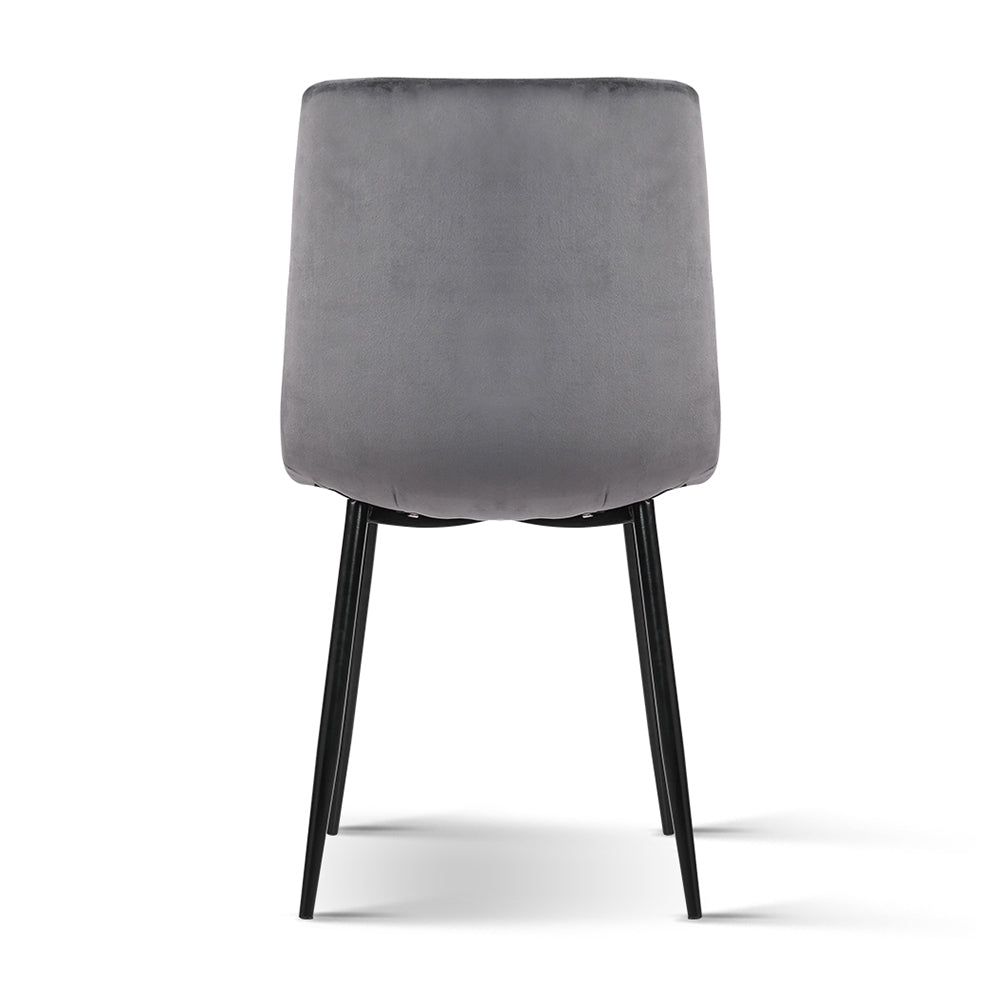 Artiss Dining Chairs Set of 4 Velvet Horizontal Slope Grey Bedworld